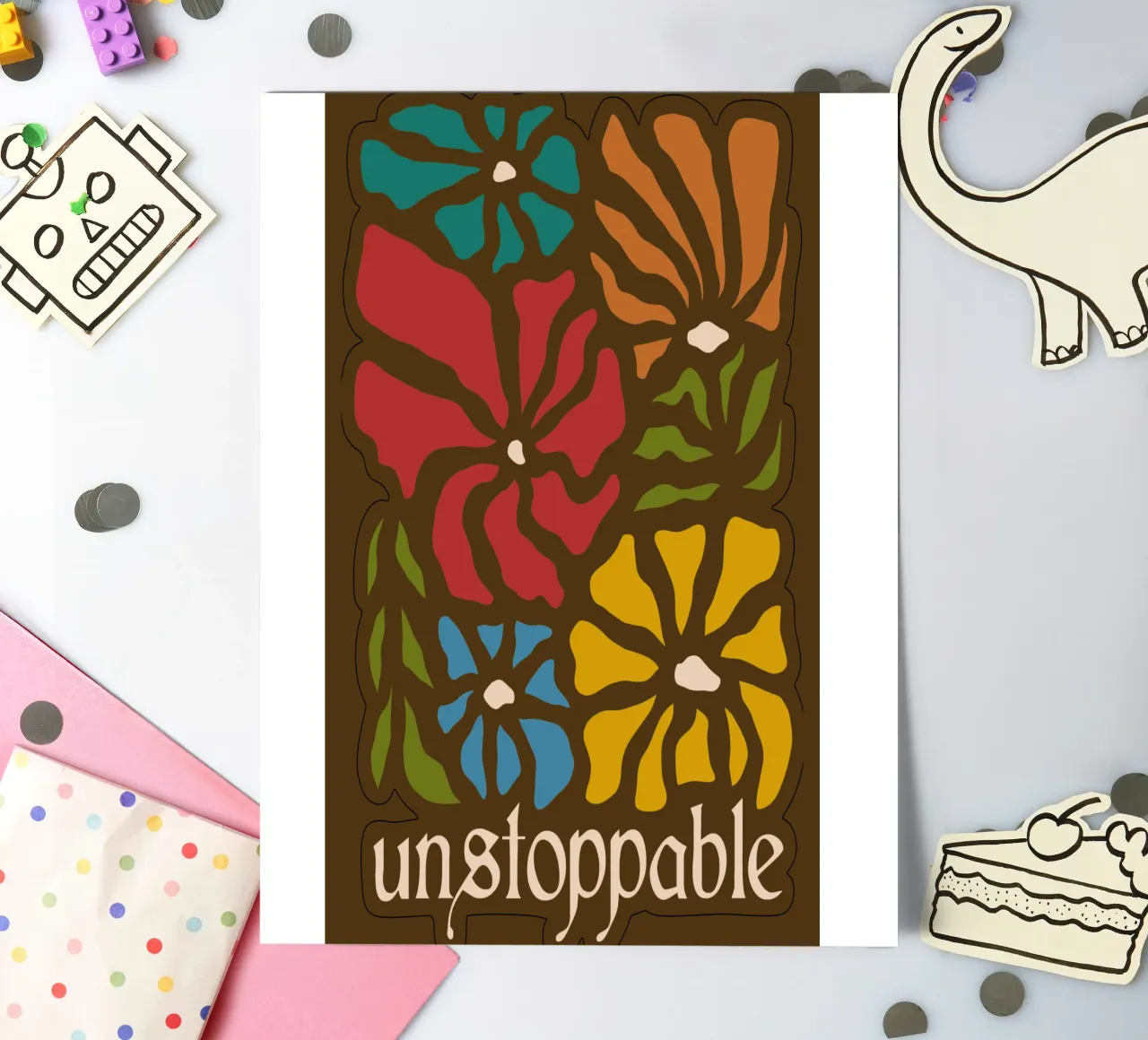Unstoppable Autumn vibes flowers foglio adesivo da TijanaArtStudio88