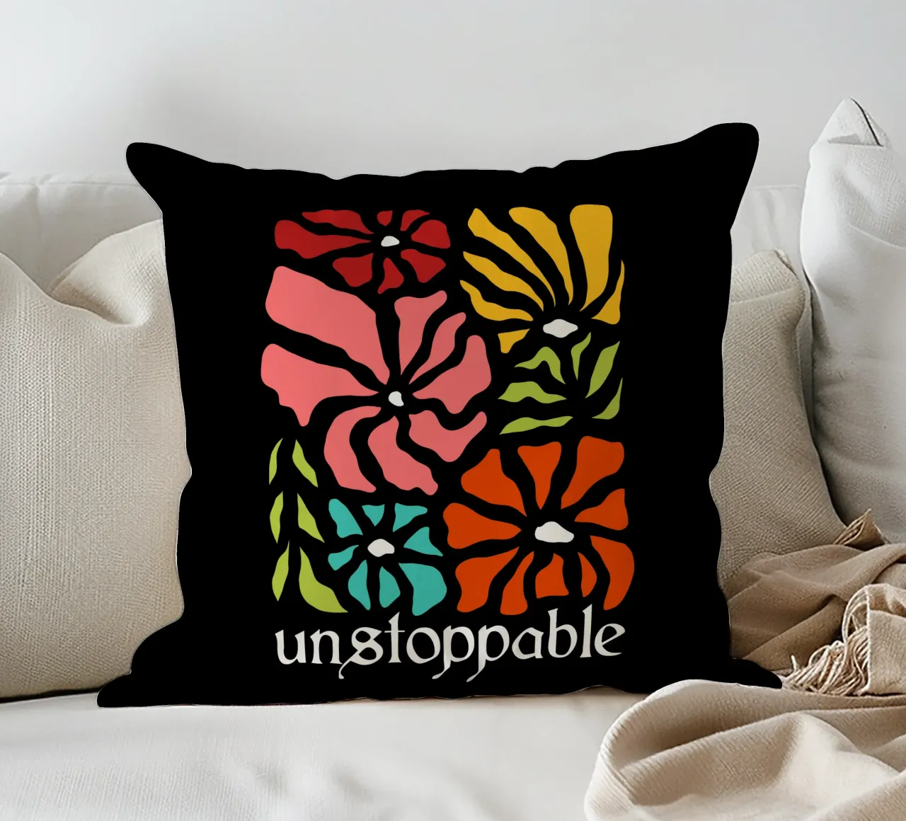 Unstoppable Summer vibes flowers cuscino da TijanaArtStudio88