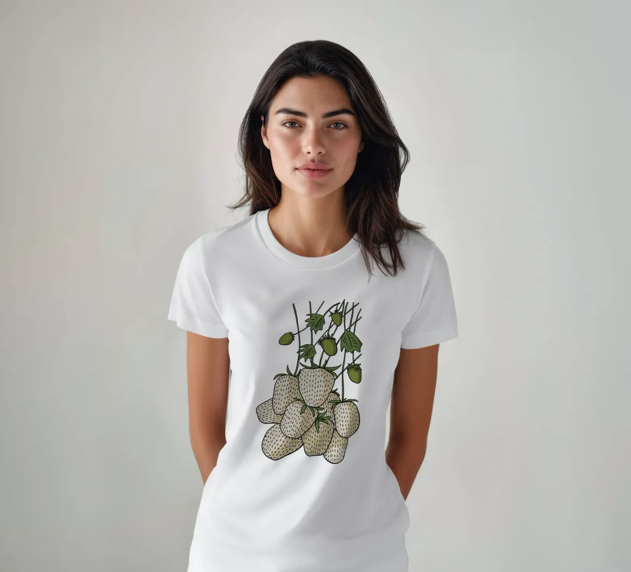 White strawberries t-shirt da TijanaArtStudio88