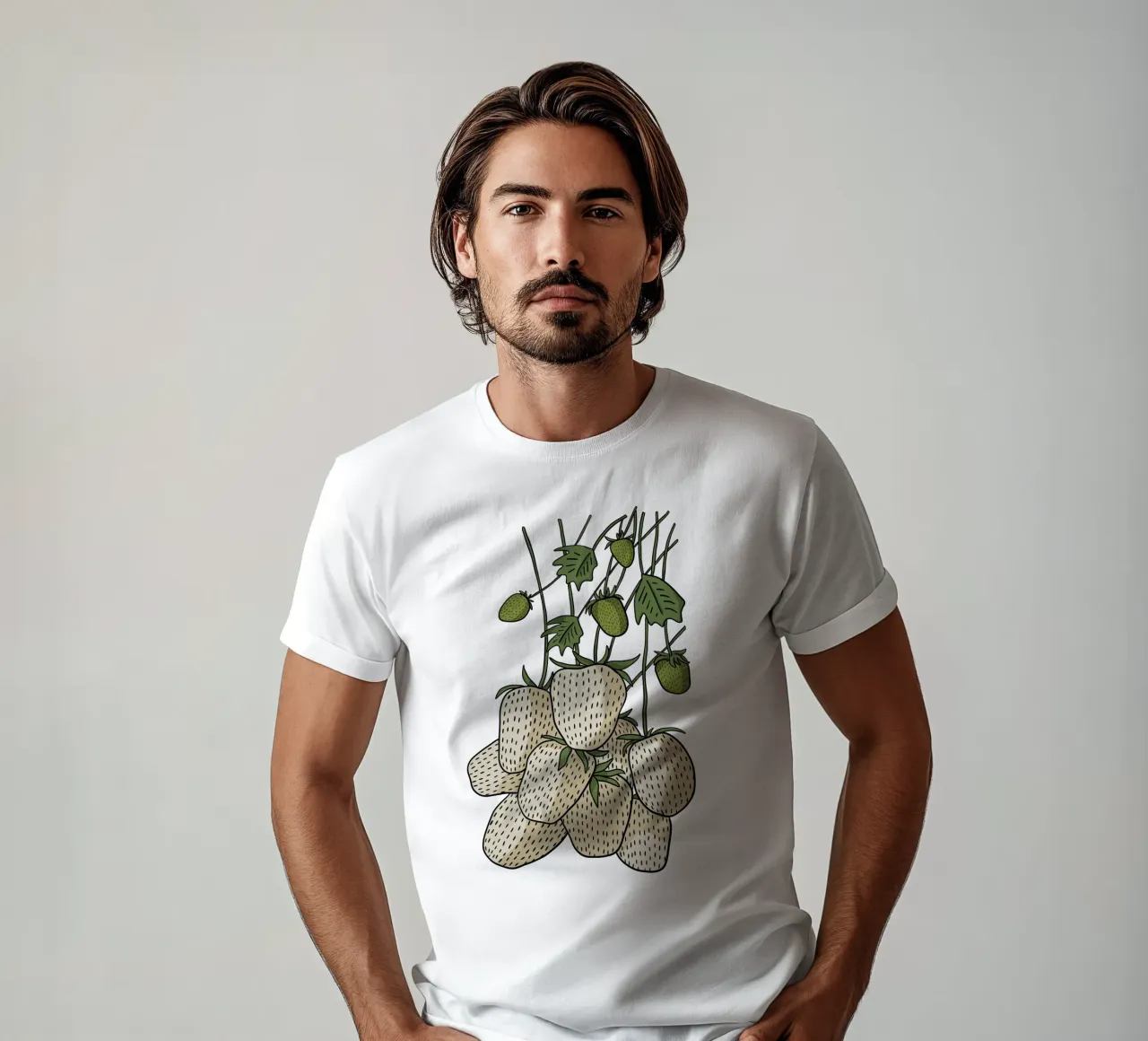 White strawberries t-shirt da TijanaArtStudio88