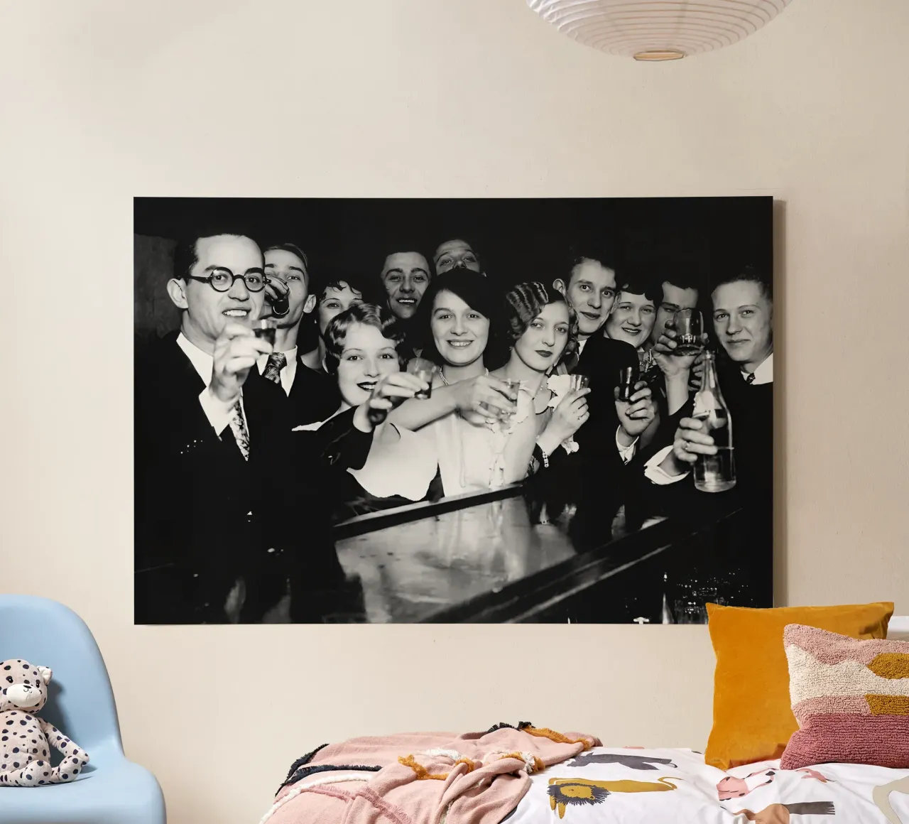 Fête de la prohibition, photo ancienne en noir et blanc toile avec Caisse américaine de Vibrant Vintage Prints