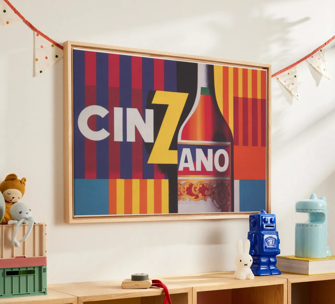 Cinzano, kleurrijke poster canvas met Baklijst van Vibrant Vintage Prints
