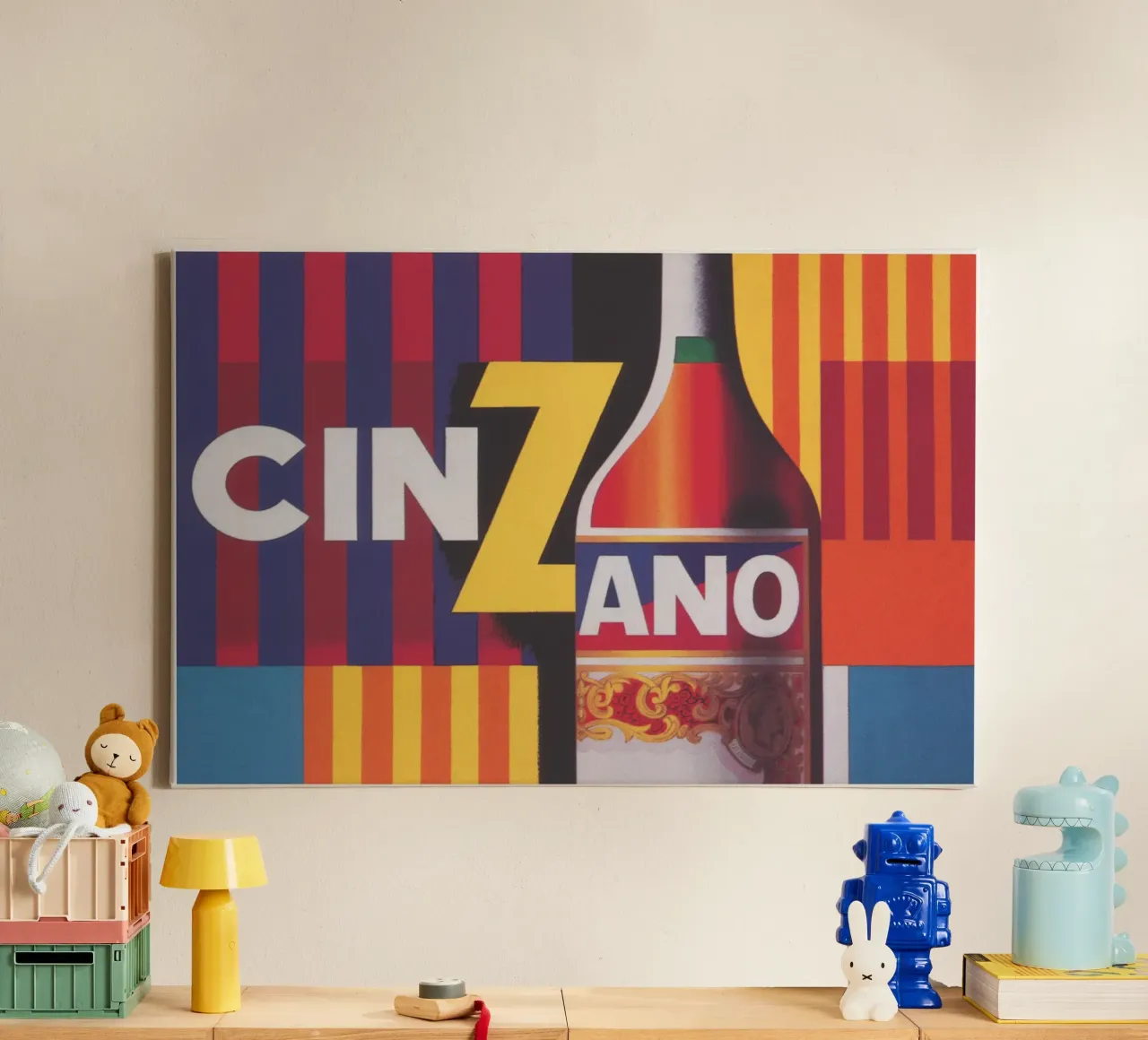 Cinzano, kleurrijke poster canvas met Baklijst van Vibrant Vintage Prints