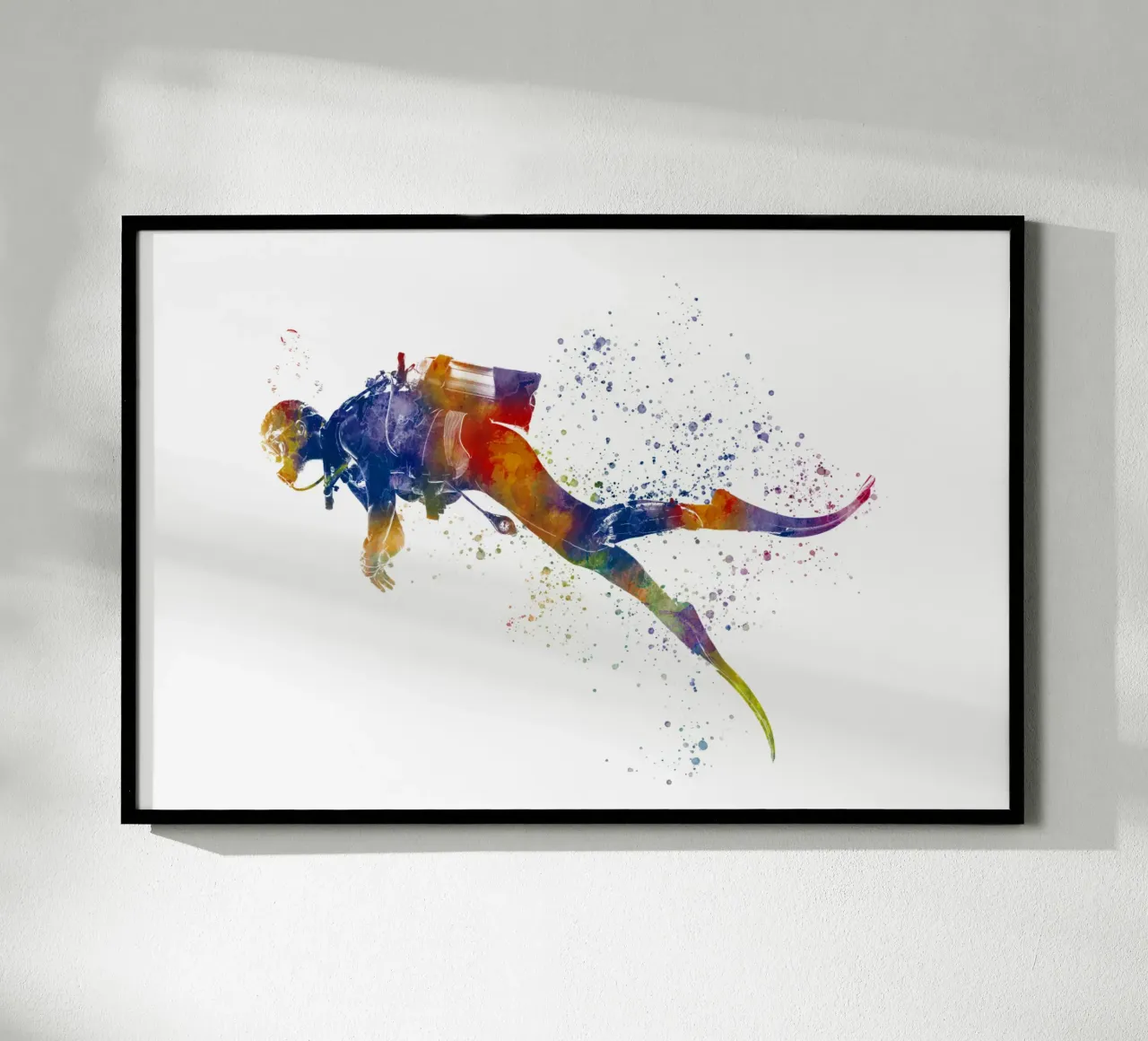 Tuffatore in acquerello poster con telaio in alluminio da ⚽ Sports Pulse