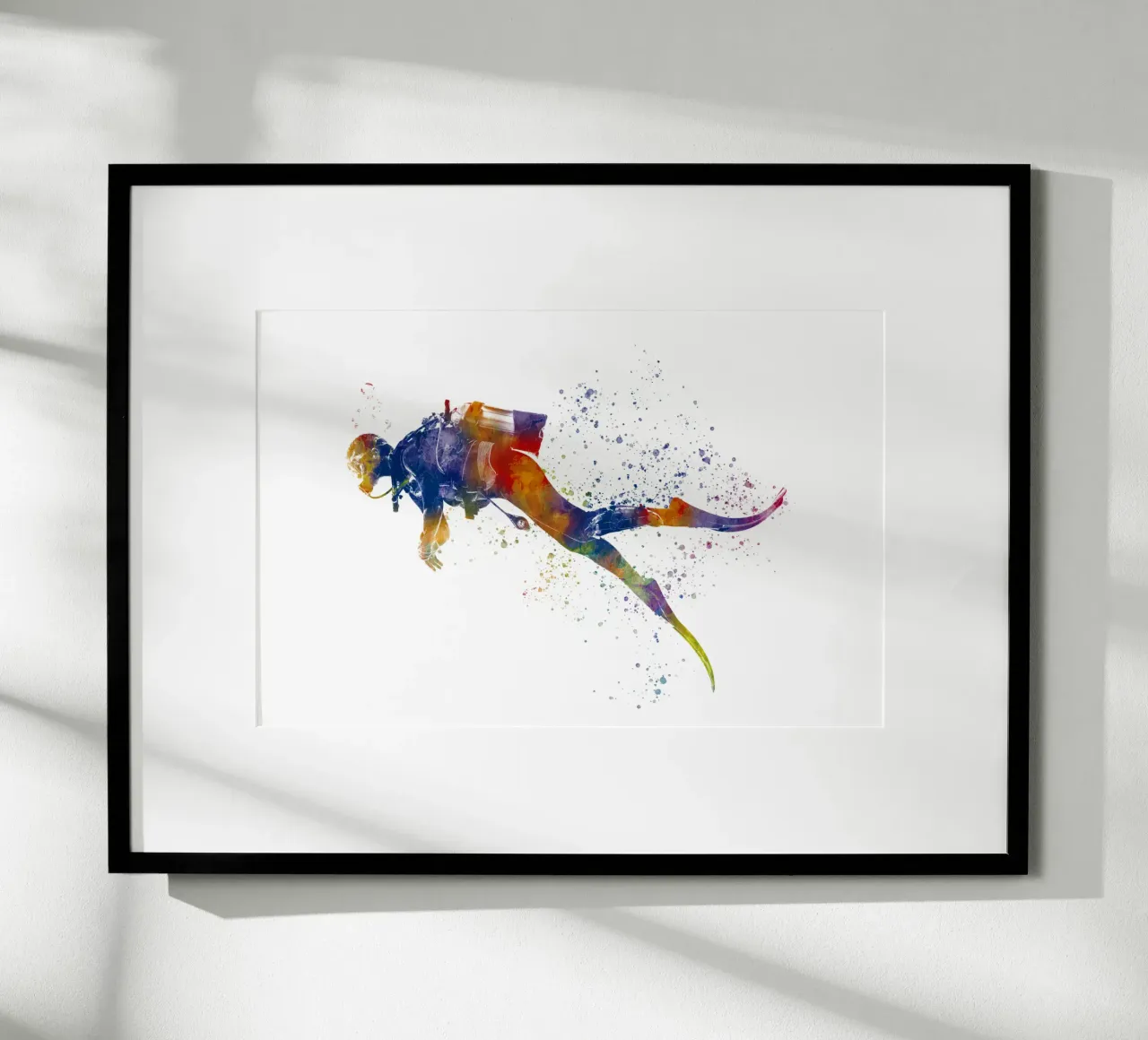 Tuffatore in acquerello poster con telaio in alluminio da ⚽ Sports Pulse