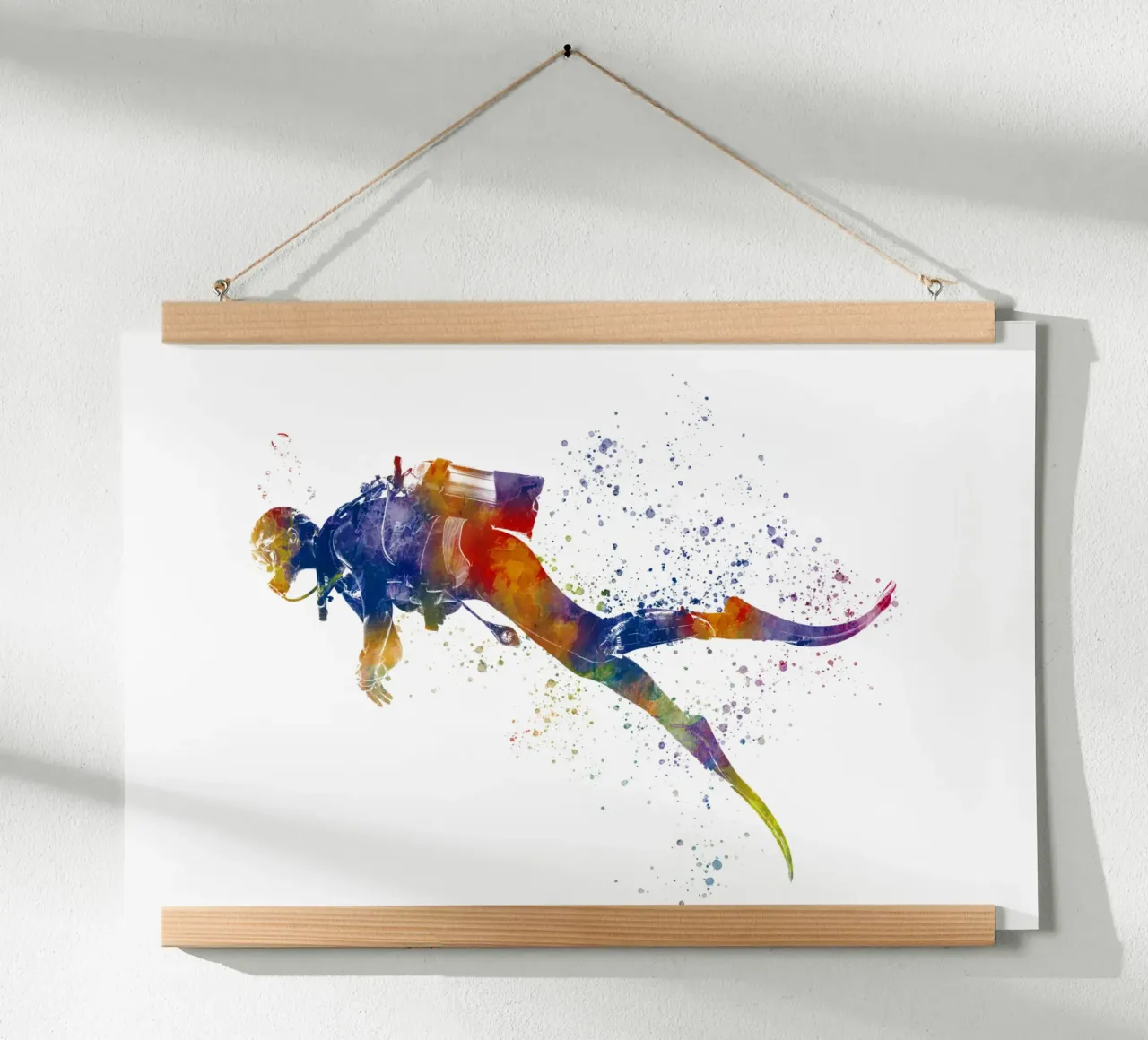 Tuffatore in acquerello poster con telaio in alluminio da ⚽ Sports Pulse