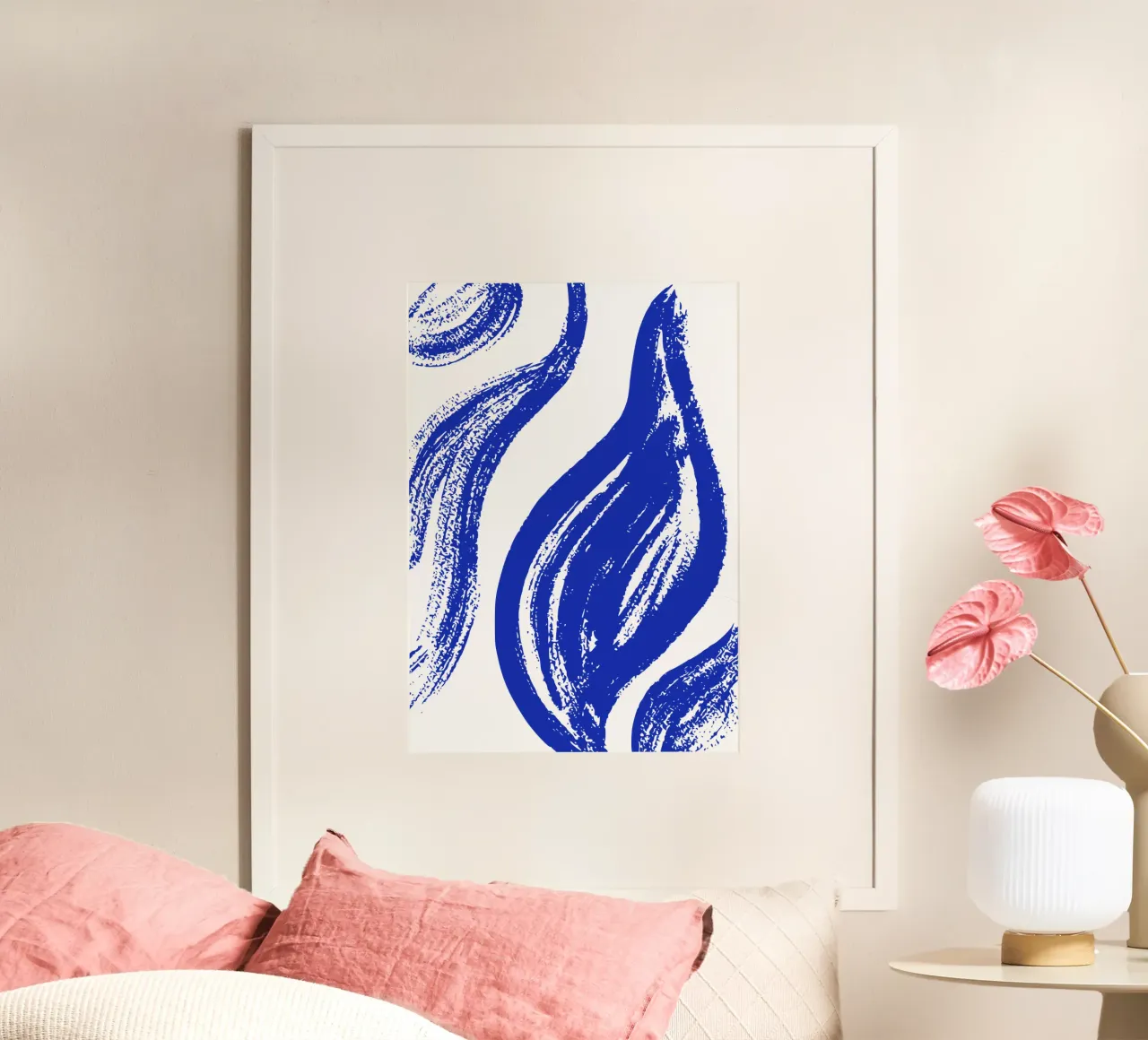 Digital blue leaves poster con telaio in plastica da Jasmyncheng