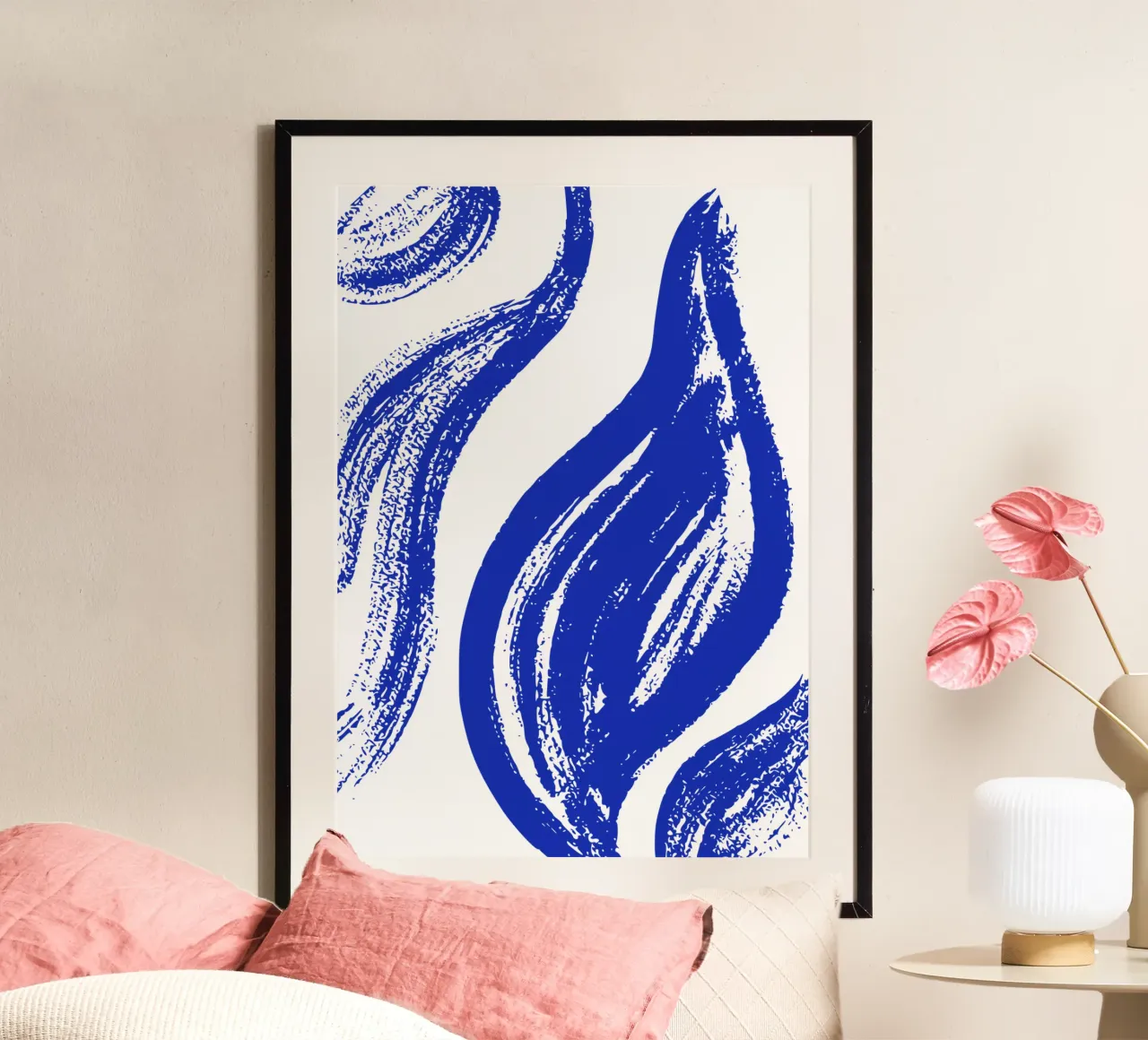 Digital blue leaves poster con telaio in plastica da Jasmyncheng