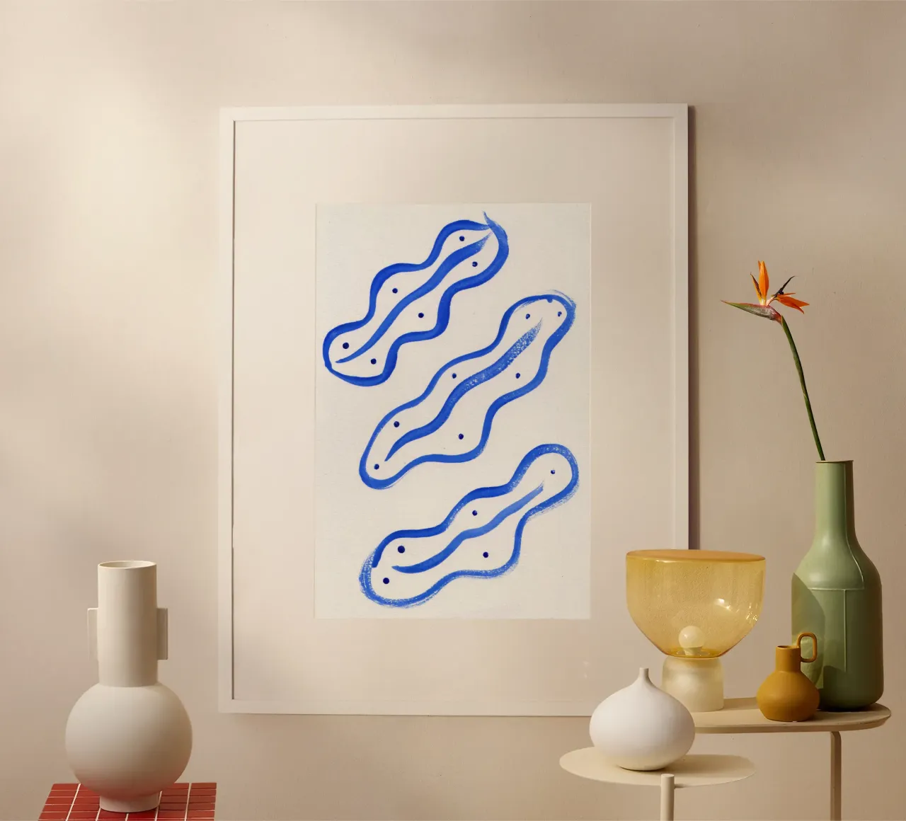 Abstract blue leaves 3 poster con telaio in plastica da Jasmyncheng