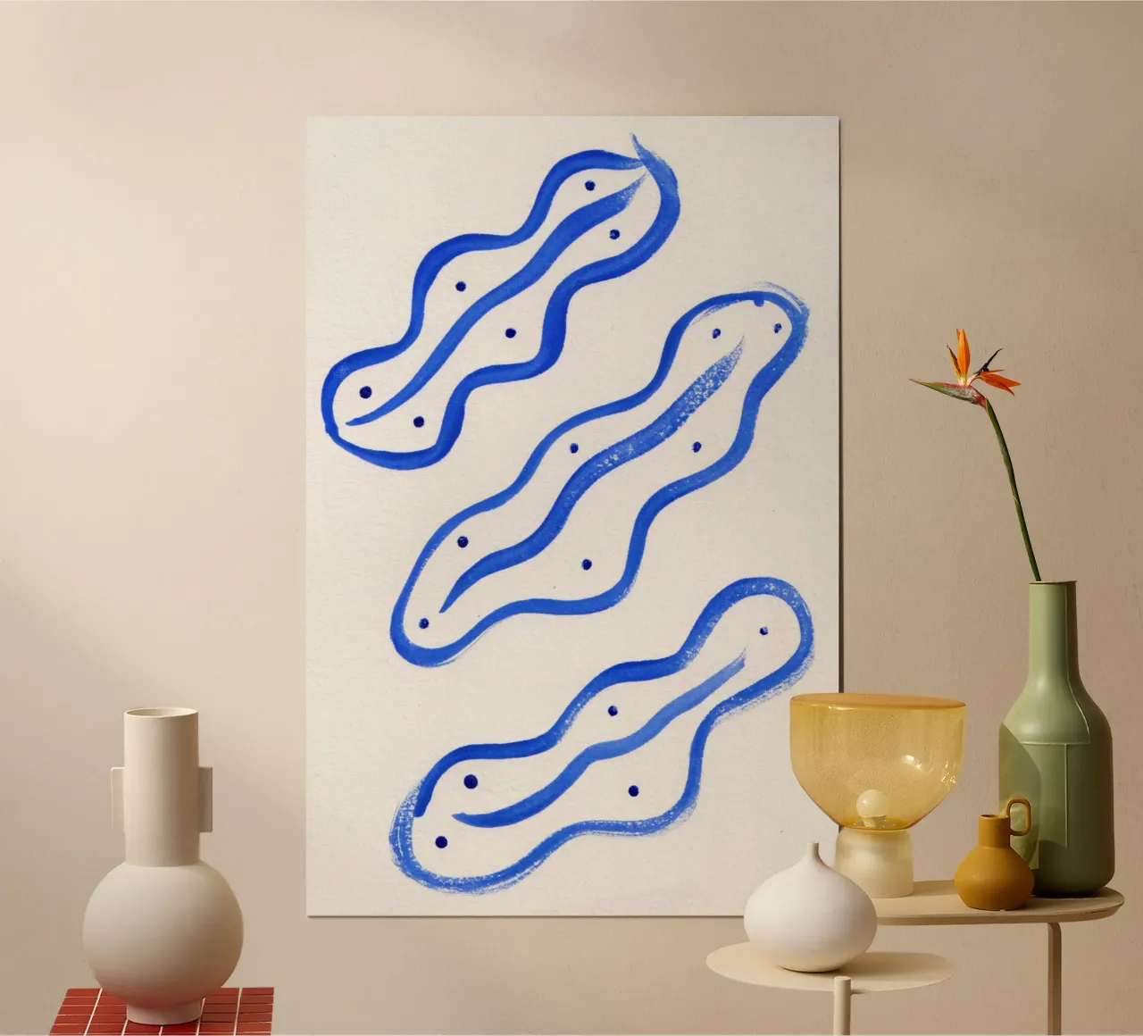 Abstract blue leaves 3 poster con telaio in plastica da Jasmyncheng