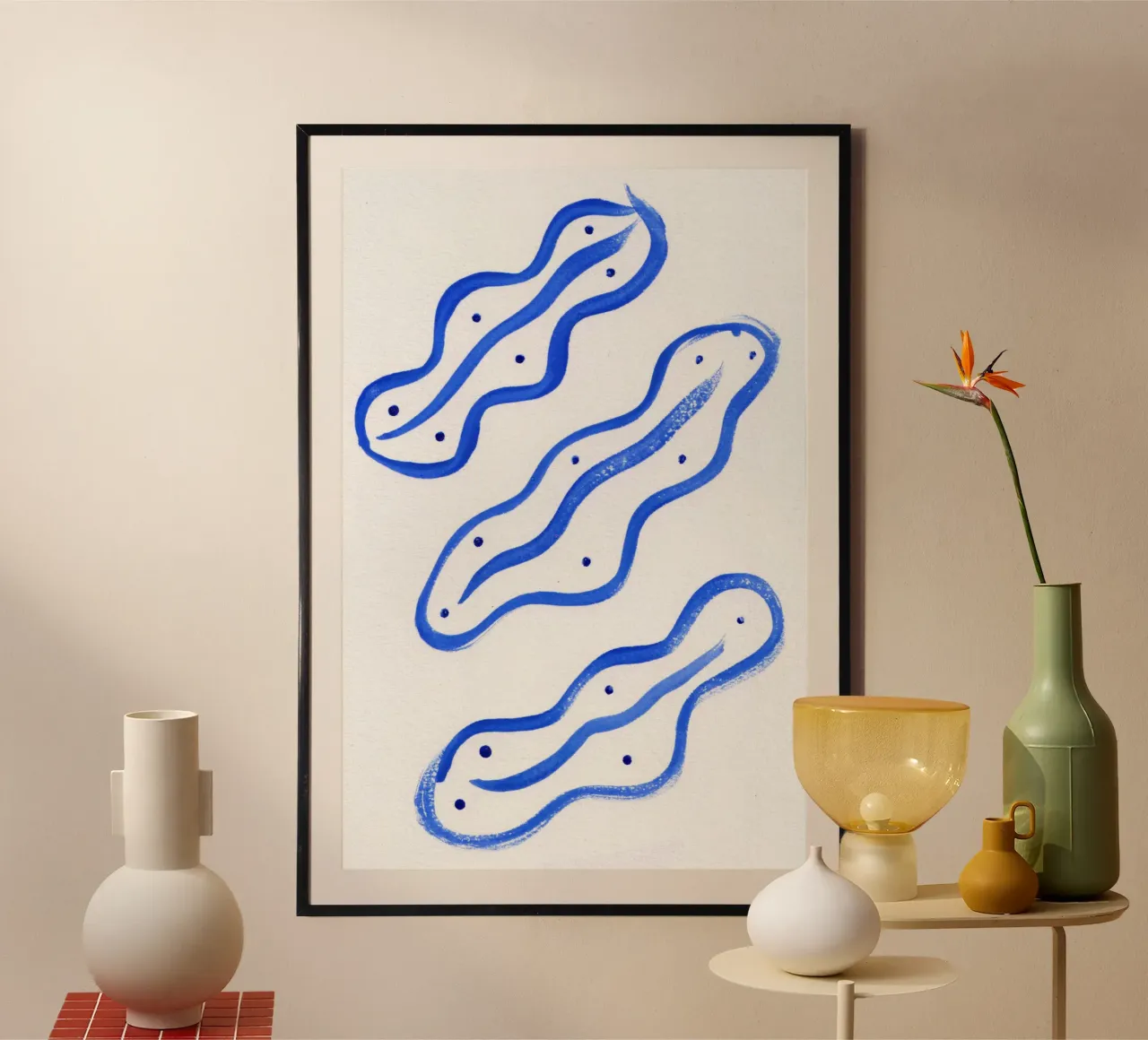 Abstract blue leaves 3 poster con telaio in plastica da Jasmyncheng