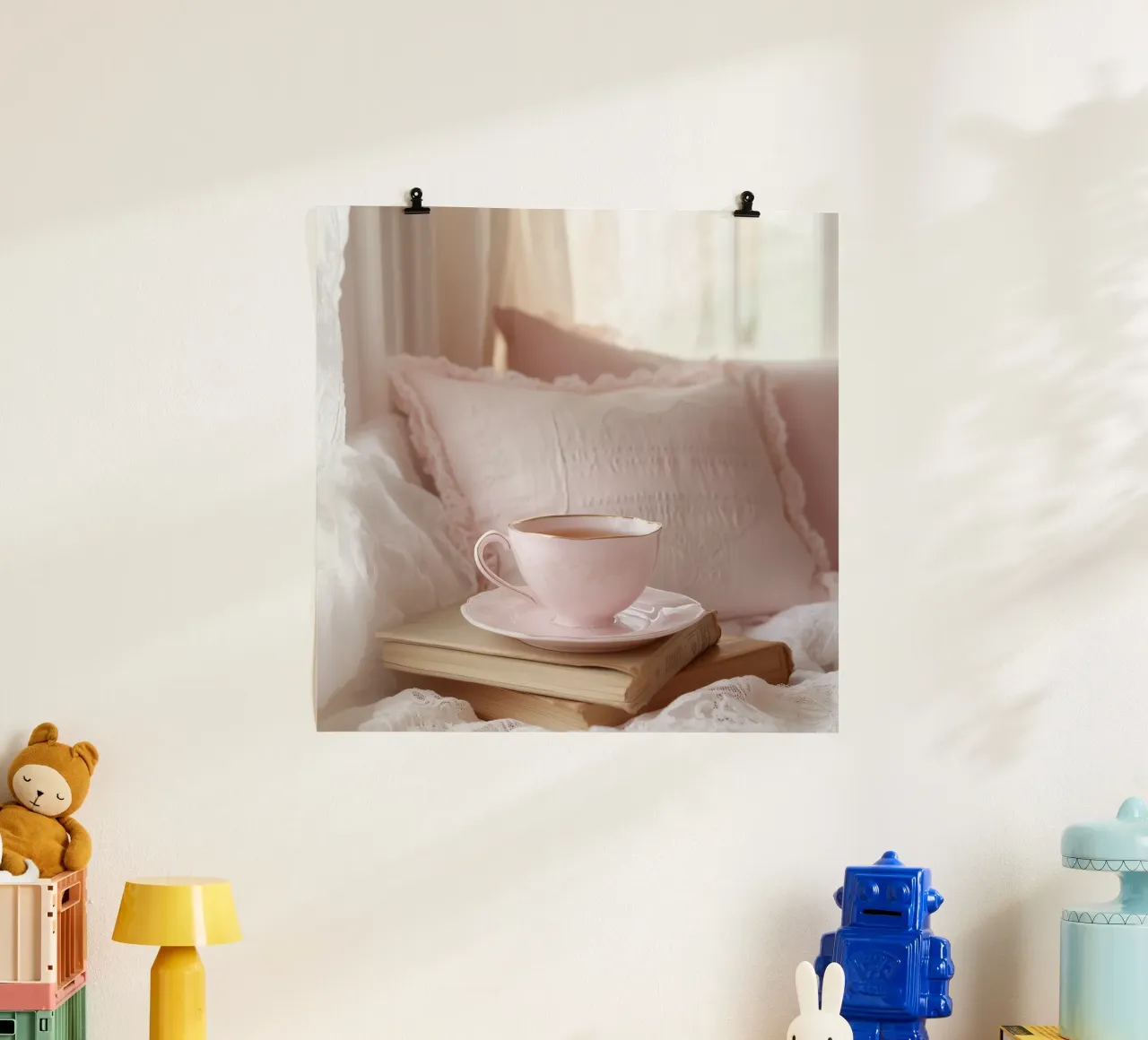 Sussurri in rosa poster con telaio in alluminio da StillVibe Home
