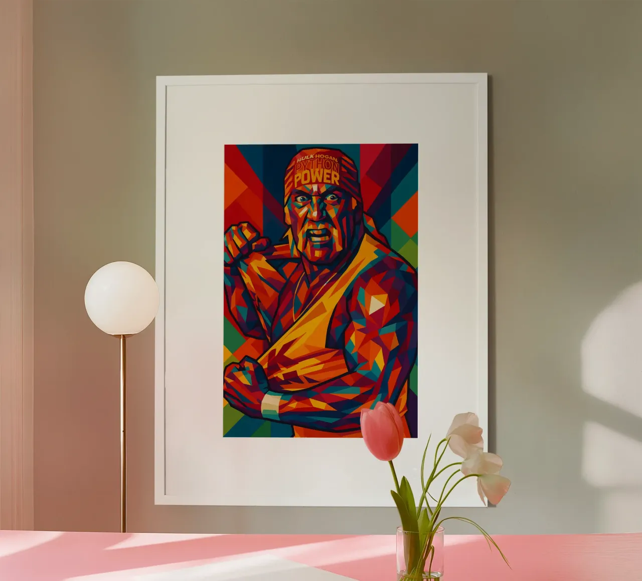 Hulk Hogan strappa la camicia wpap poster con telaio in alluminio da BONANZA