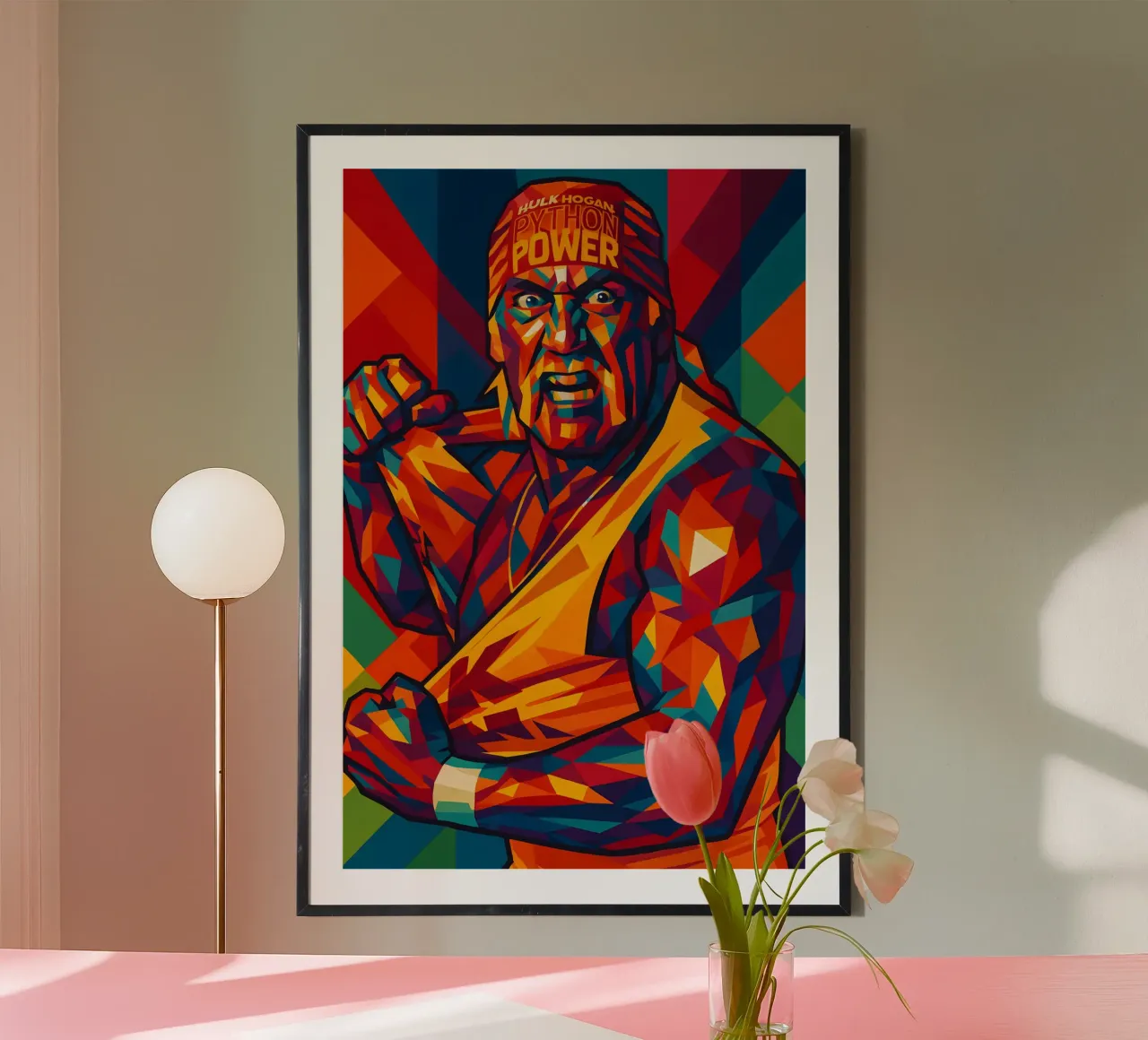 Hulk Hogan strappa la camicia wpap poster con telaio in alluminio da BONANZA