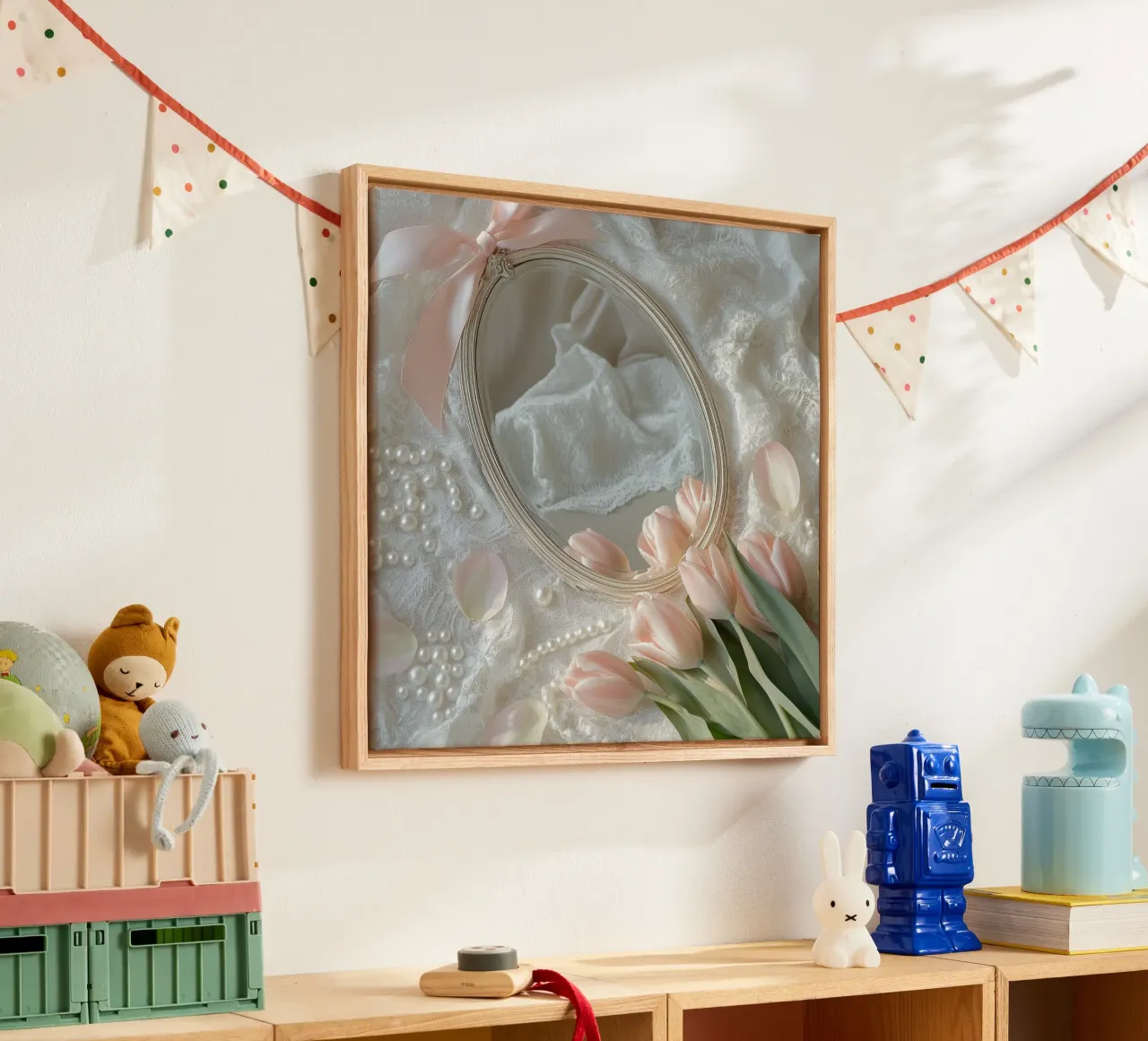 Sussurri in rosa tela con Cornice a cassetta da StillVibe Home