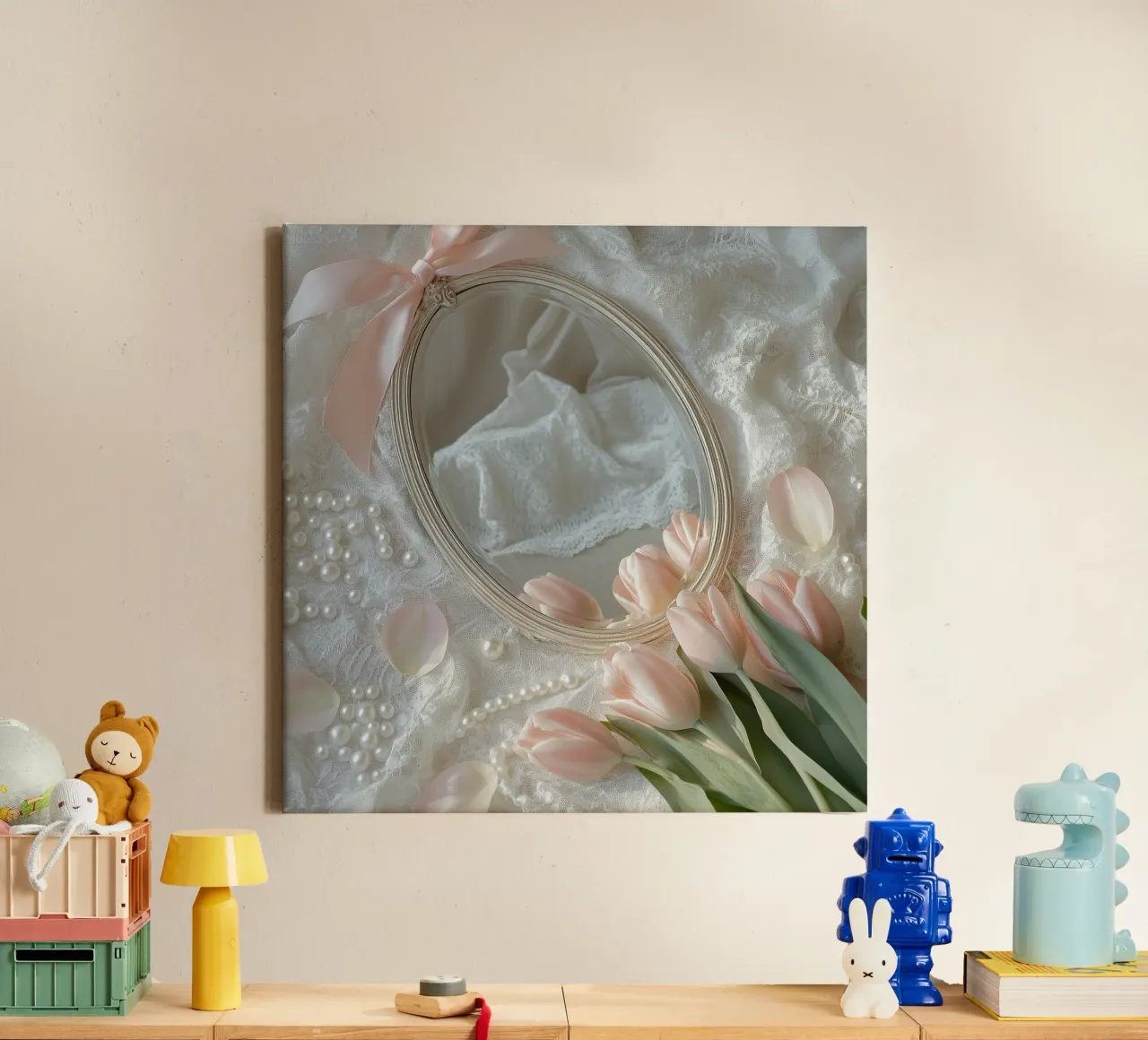 Sussurri in rosa tela con Cornice a cassetta da StillVibe Home