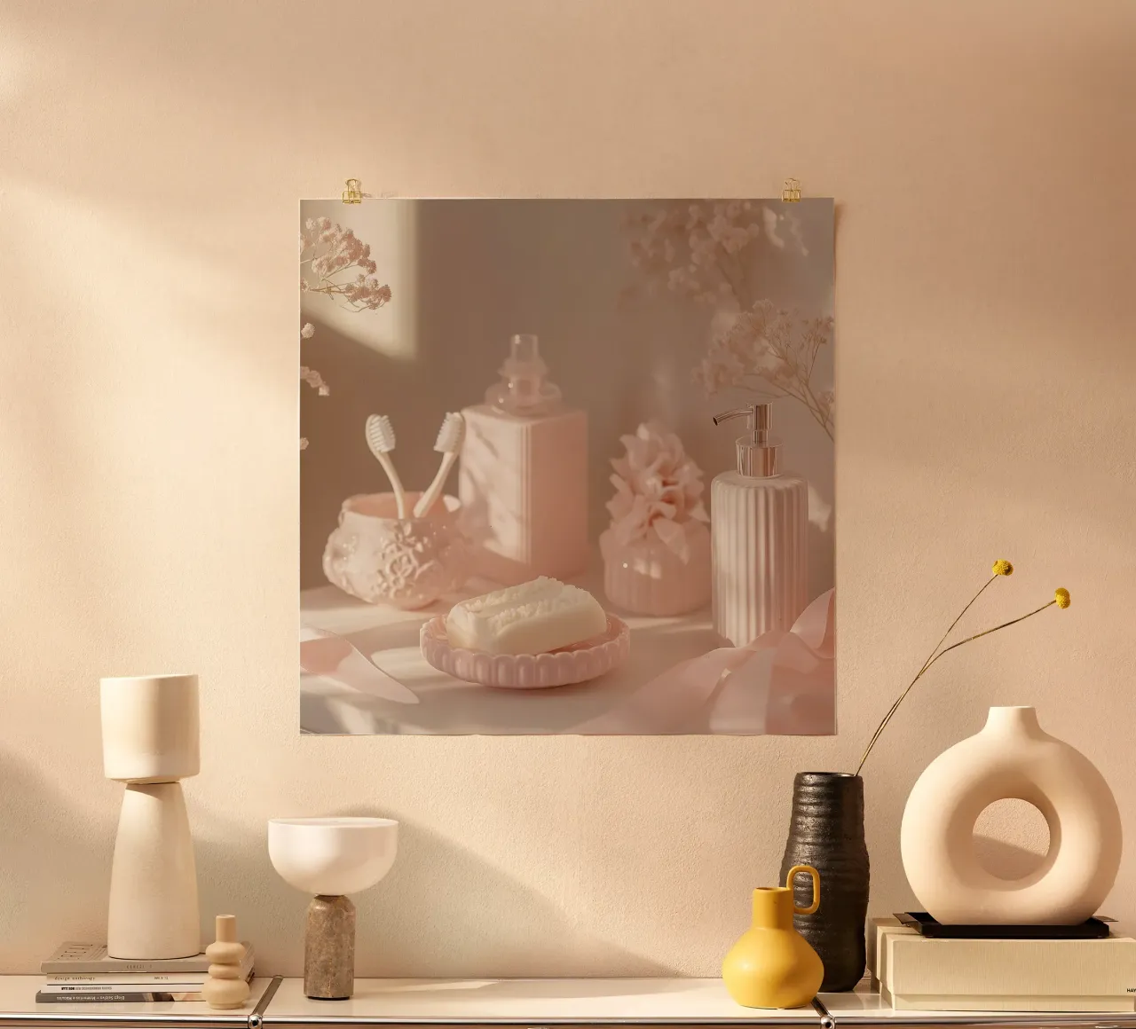 Sussurri in rosa poster con telaio in alluminio da StillVibe Home