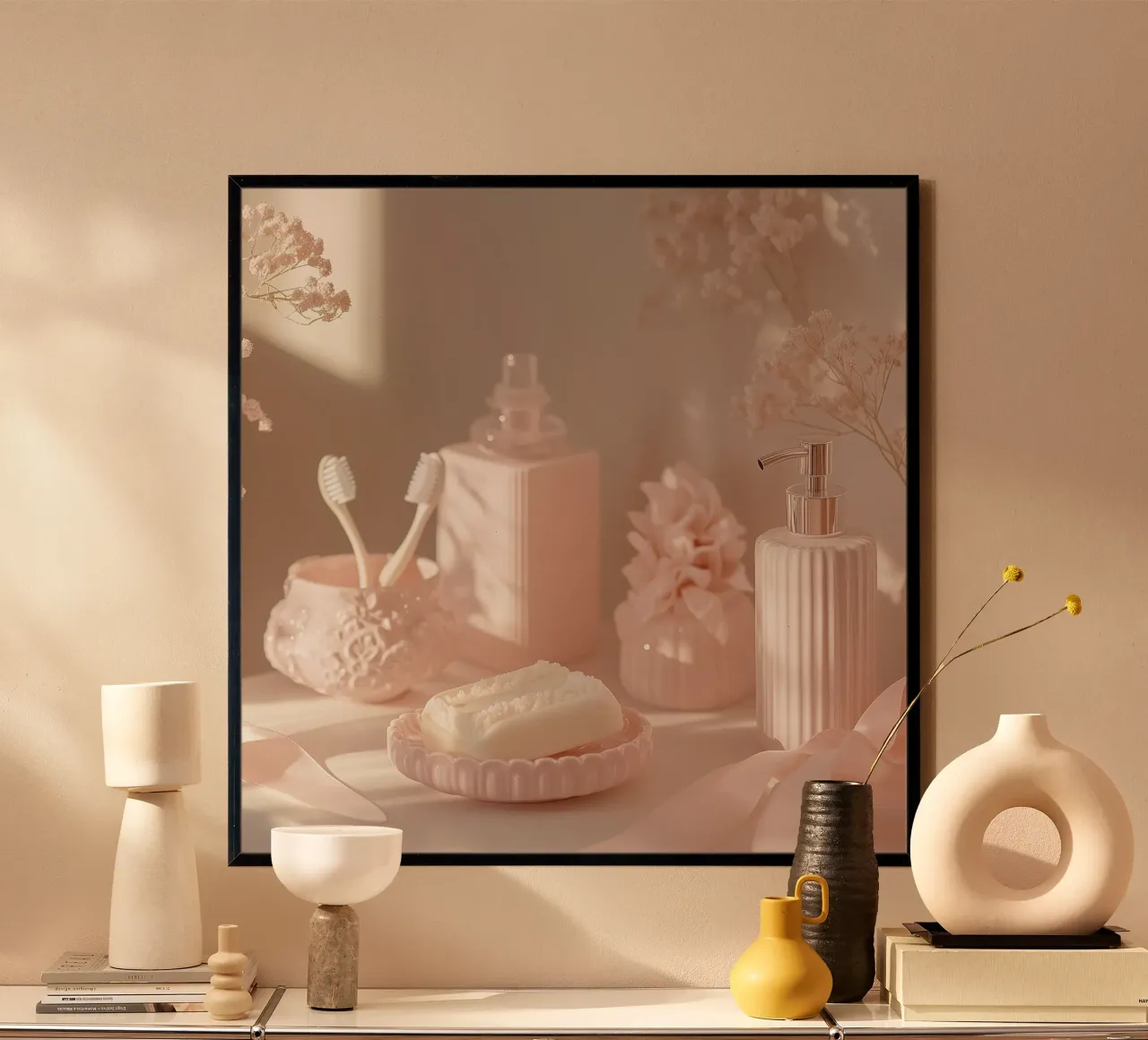 Sussurri in rosa poster con telaio in alluminio da StillVibe Home