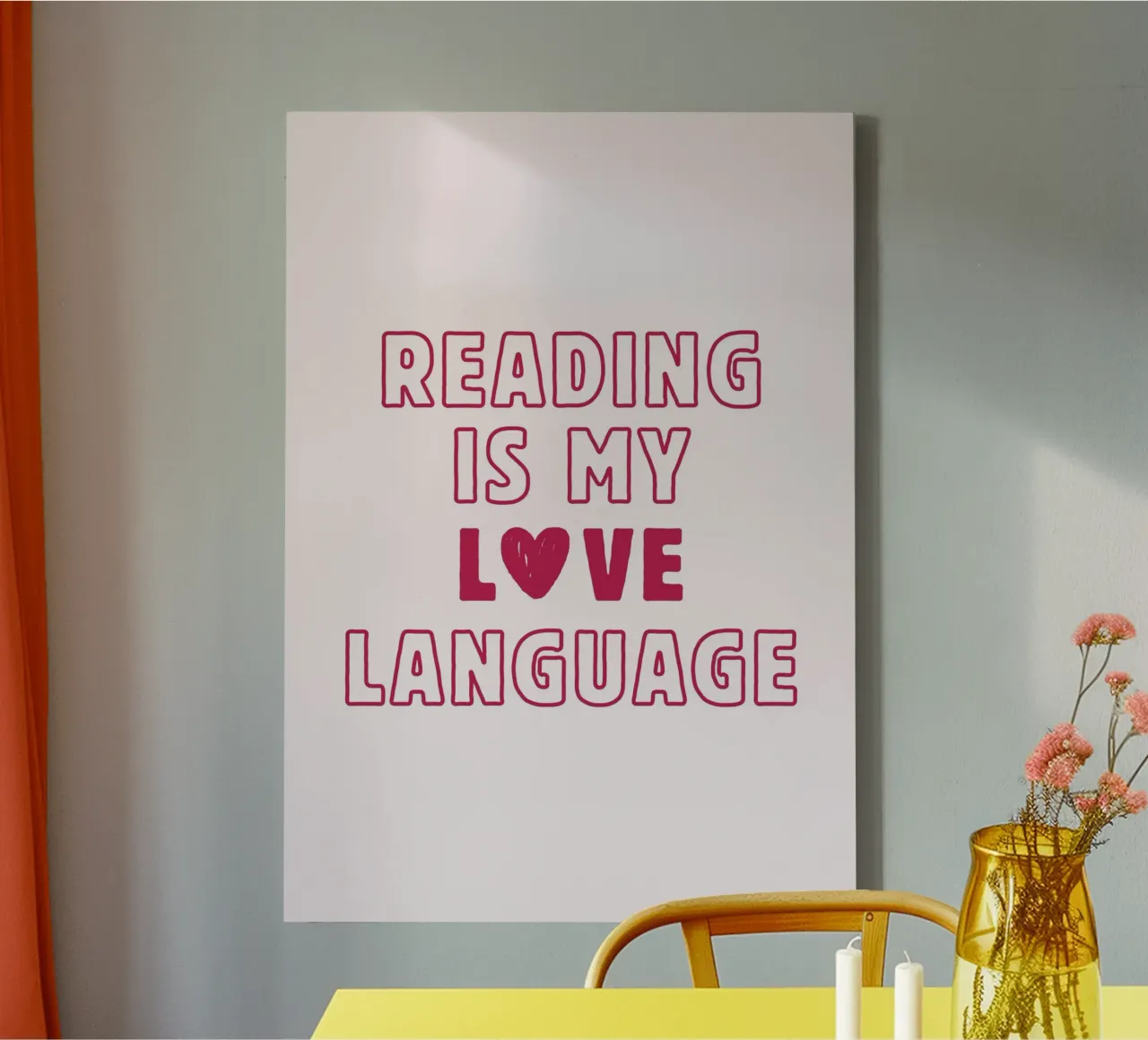 "Affiche moderne "La lecture est ma langue d'amour toile avec Caisse américaine de vintagepod