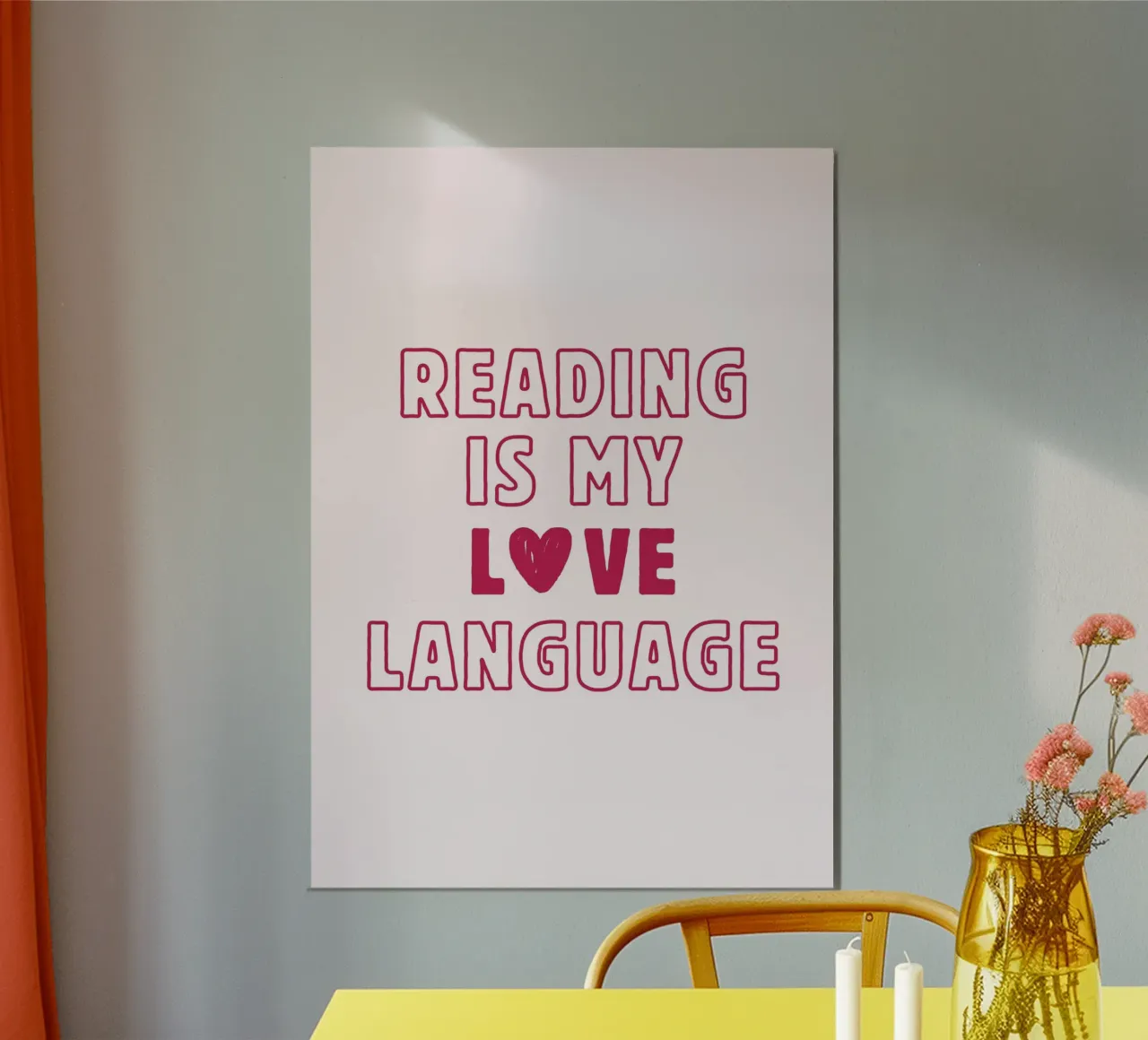 "Affiche moderne "La lecture est ma langue d'amour poster de vintagepod