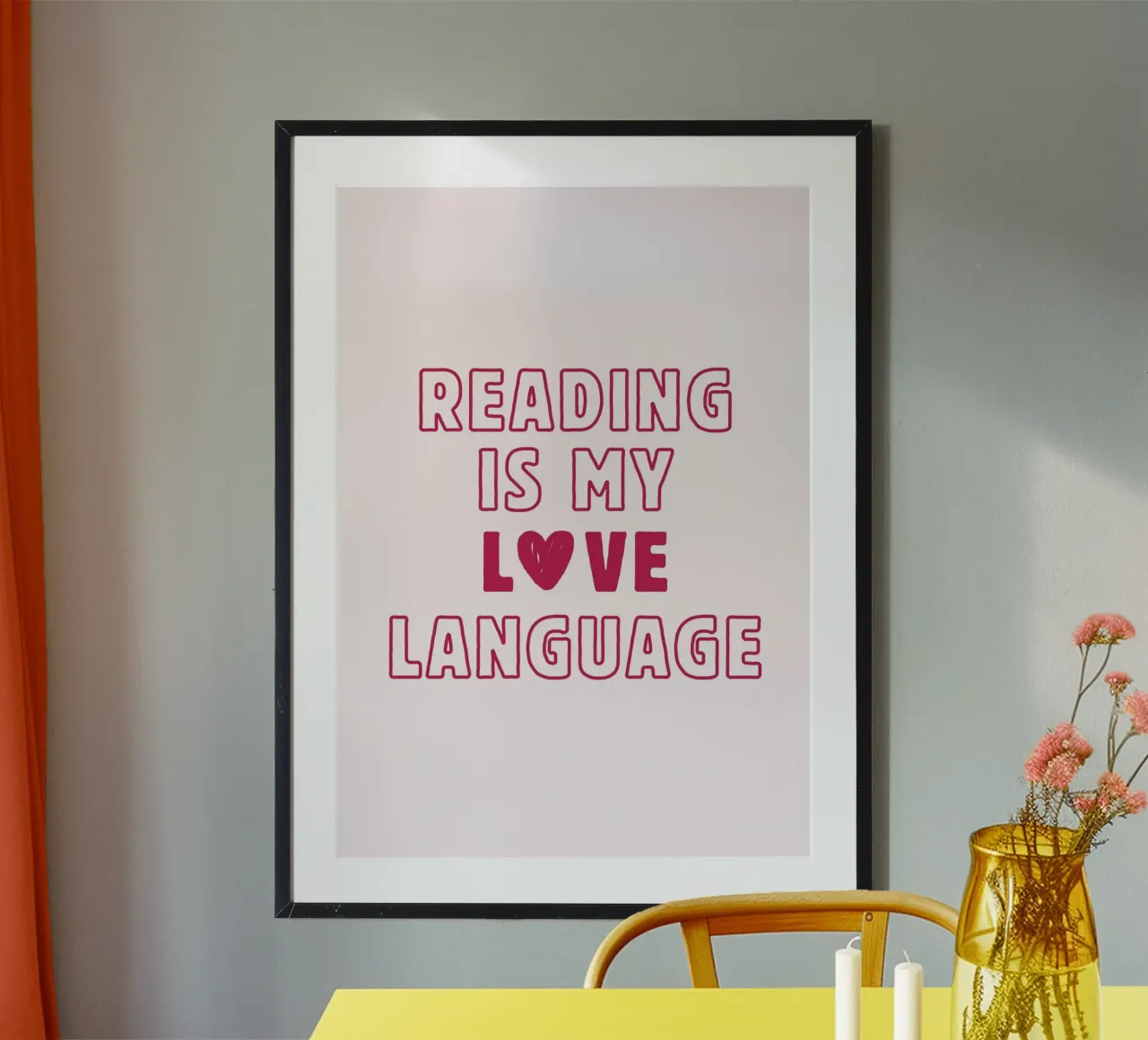"Affiche moderne "La lecture est ma langue d'amour poster de vintagepod