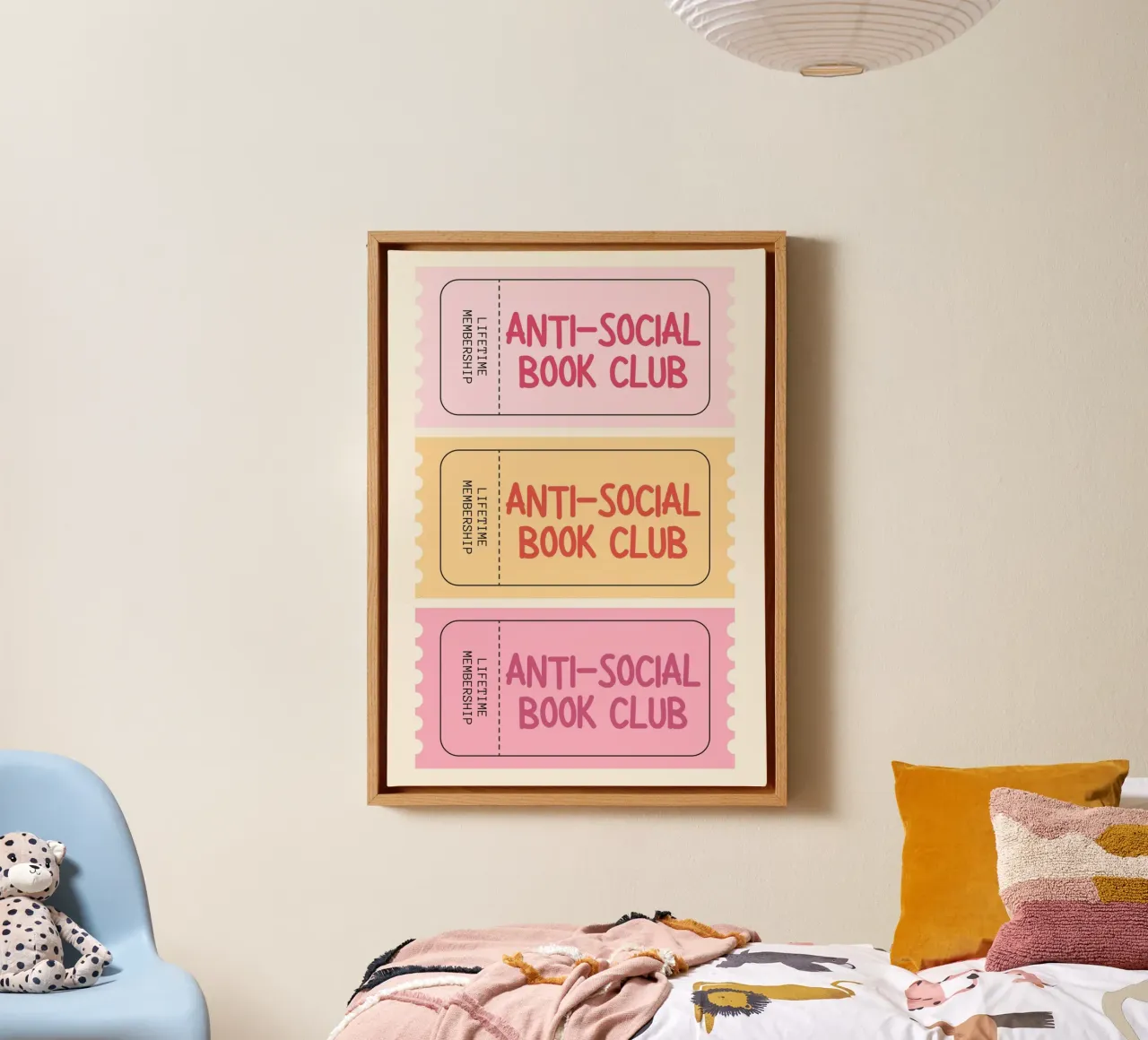 Affiche rétro du "Club de lecture antisocial". toile avec Caisse américaine de vintagepod