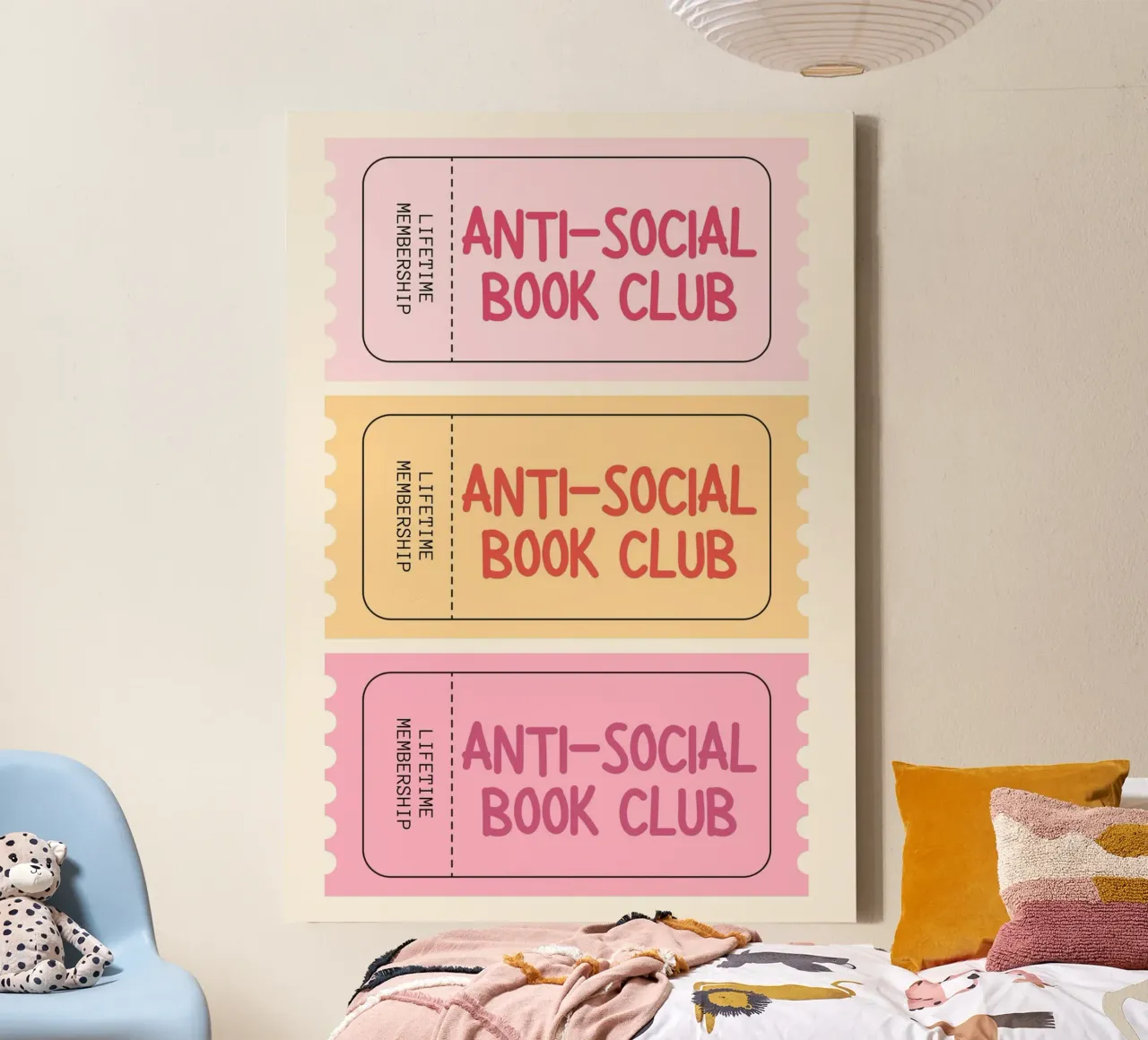 Affiche rétro du "Club de lecture antisocial". toile avec Caisse américaine de vintagepod