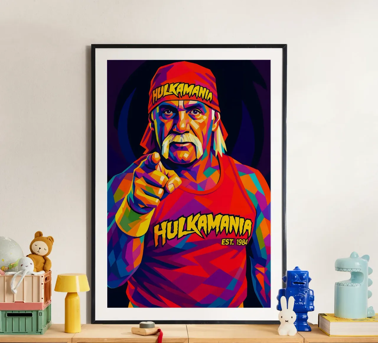 Hulk Hogan neon wpap art poster con telaio in legno da BONANZA