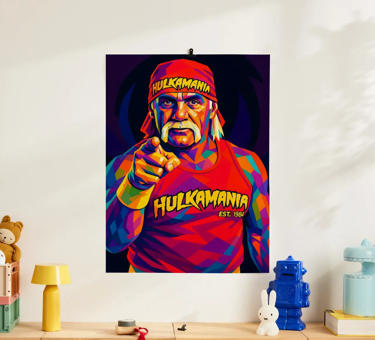 Hulk Hogan neon wpap art poster con telaio in legno da BONANZA