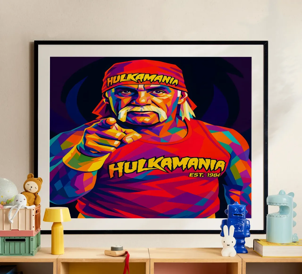 Hulk Hogan neon wpap art poster con telaio in legno da BONANZA