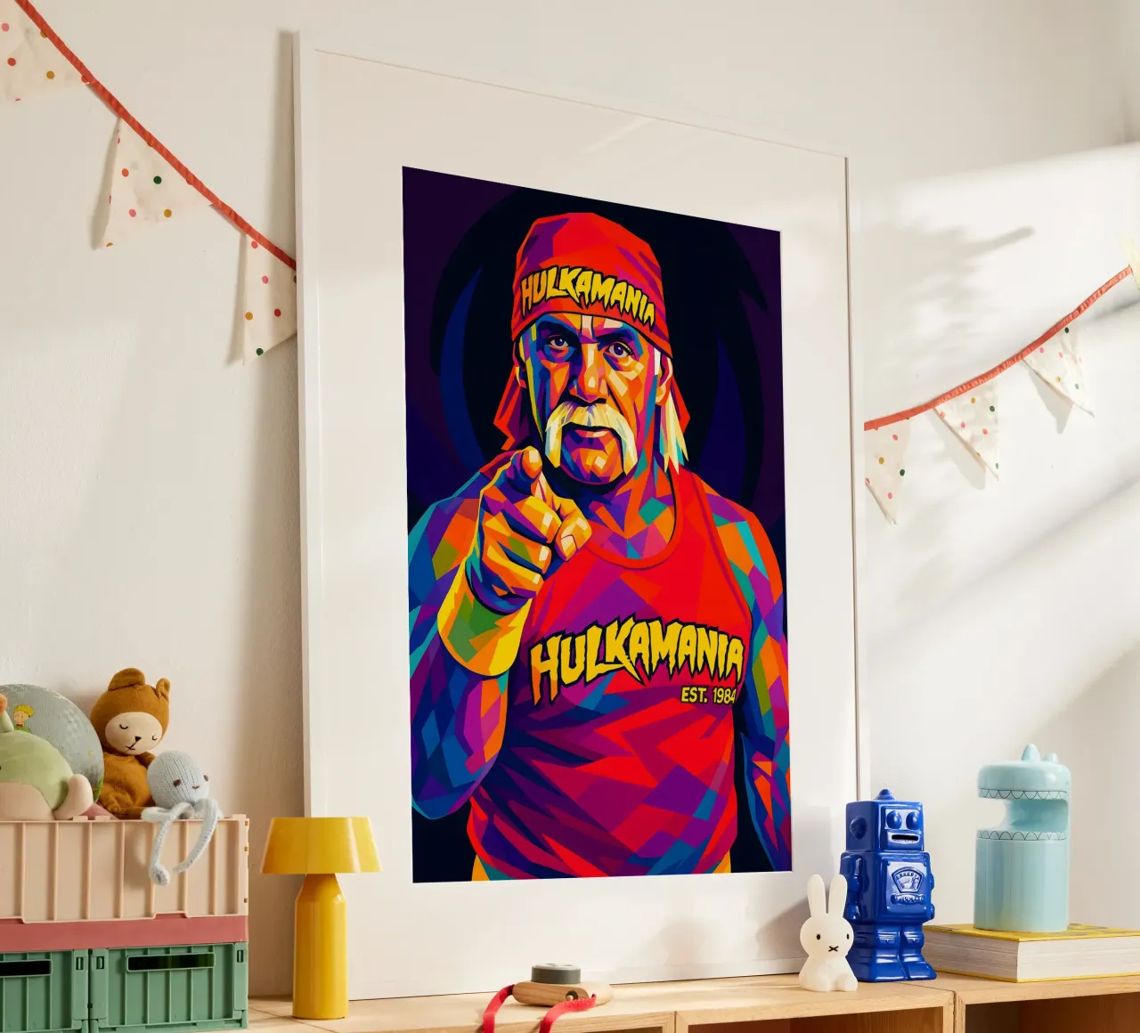 Hulk Hogan neon wpap art poster con telaio in legno da BONANZA