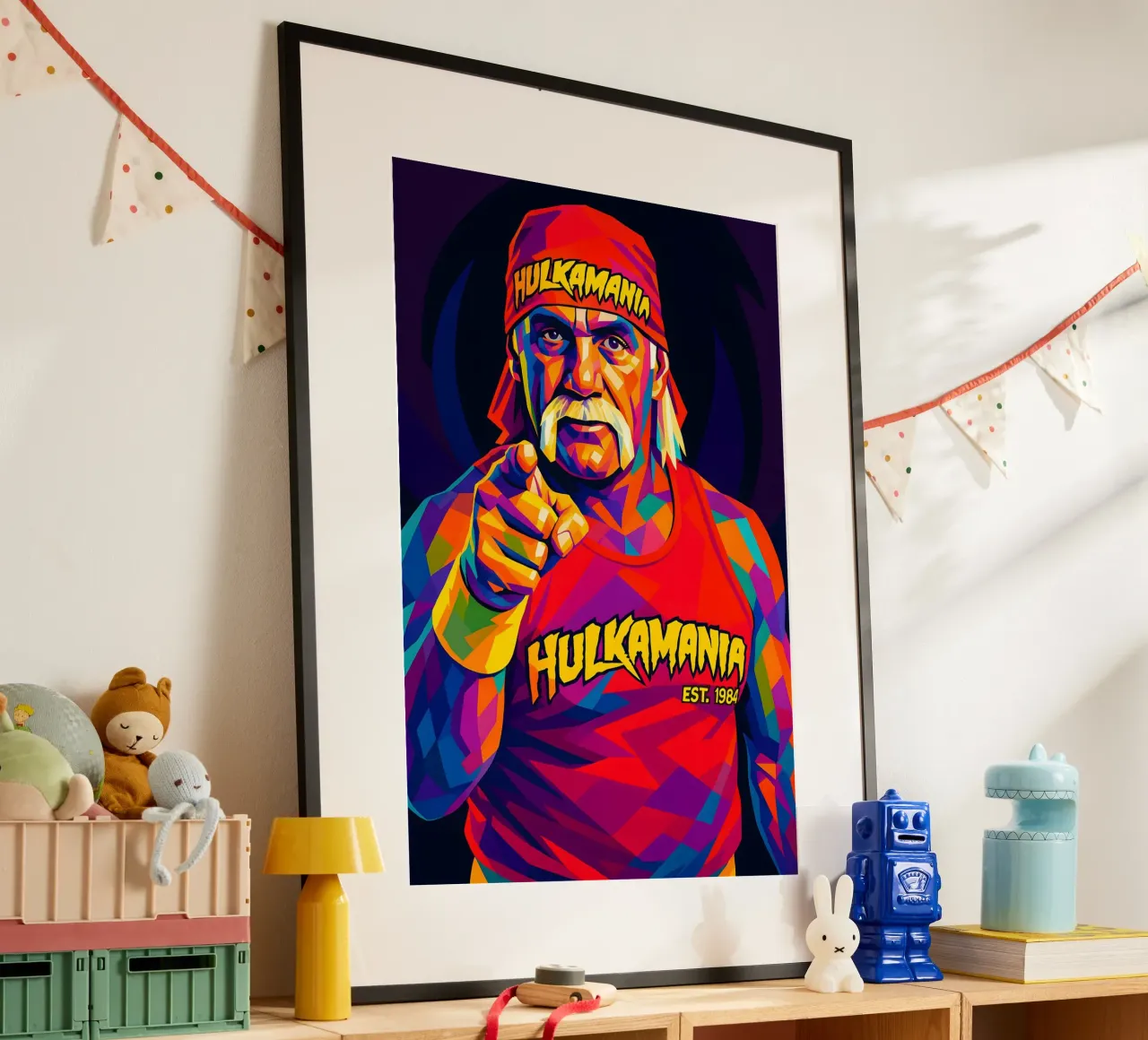 Hulk Hogan neon wpap art poster con telaio in legno da BONANZA