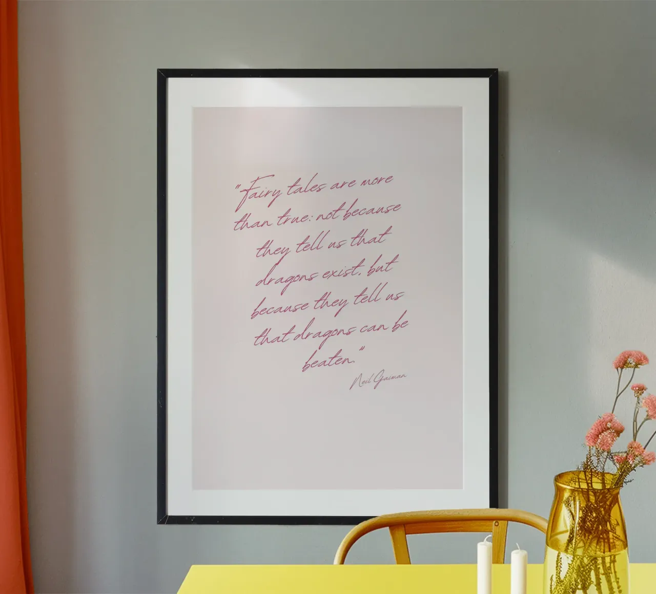 Poster con citazione di Neil Gaiman "I draghi possono essere sconfitti poster da vintagepod