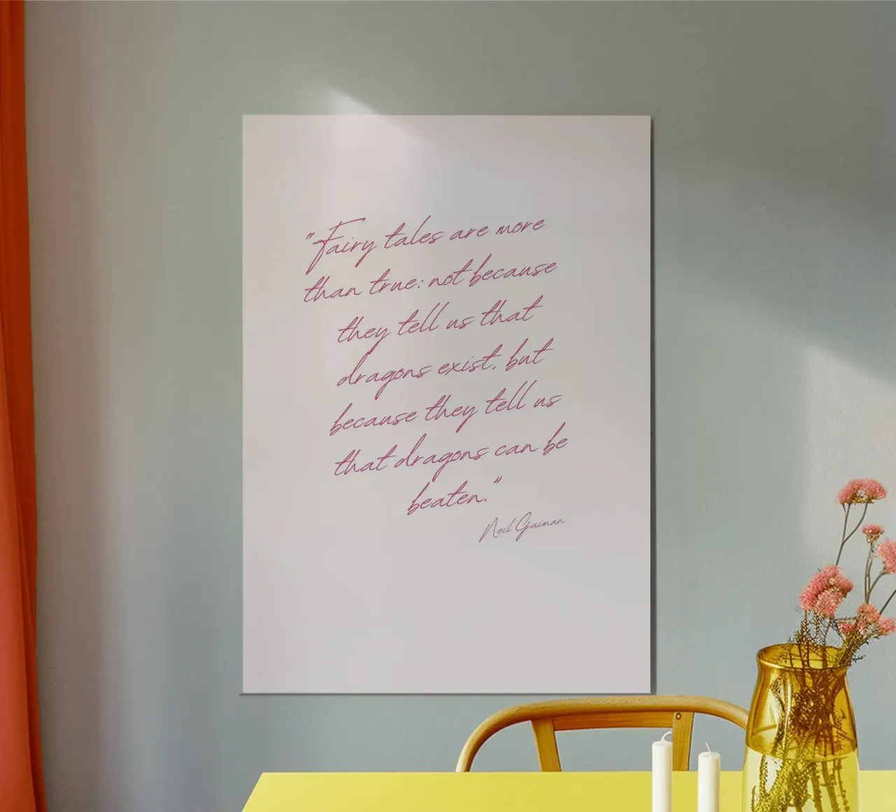 Poster con citazione di Neil Gaiman "I draghi possono essere sconfitti poster da vintagepod