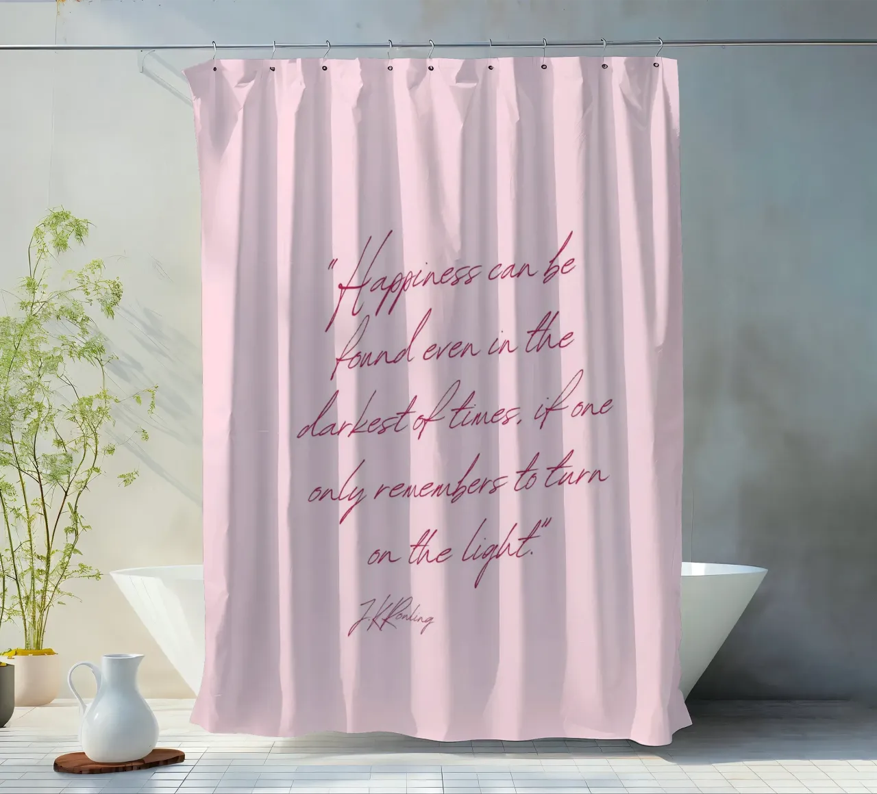 J.K. Rowling "Mach das Licht an" Zitat Poster Duschvorhang von vintagepod