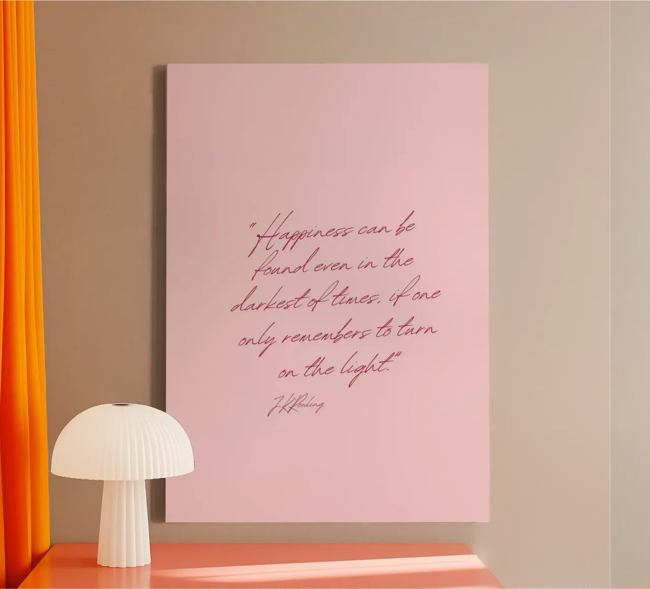 J.K. Rowling "Mach das Licht an" Zitat Poster Leinwand mit Schattenfugenrahmen von vintagepod