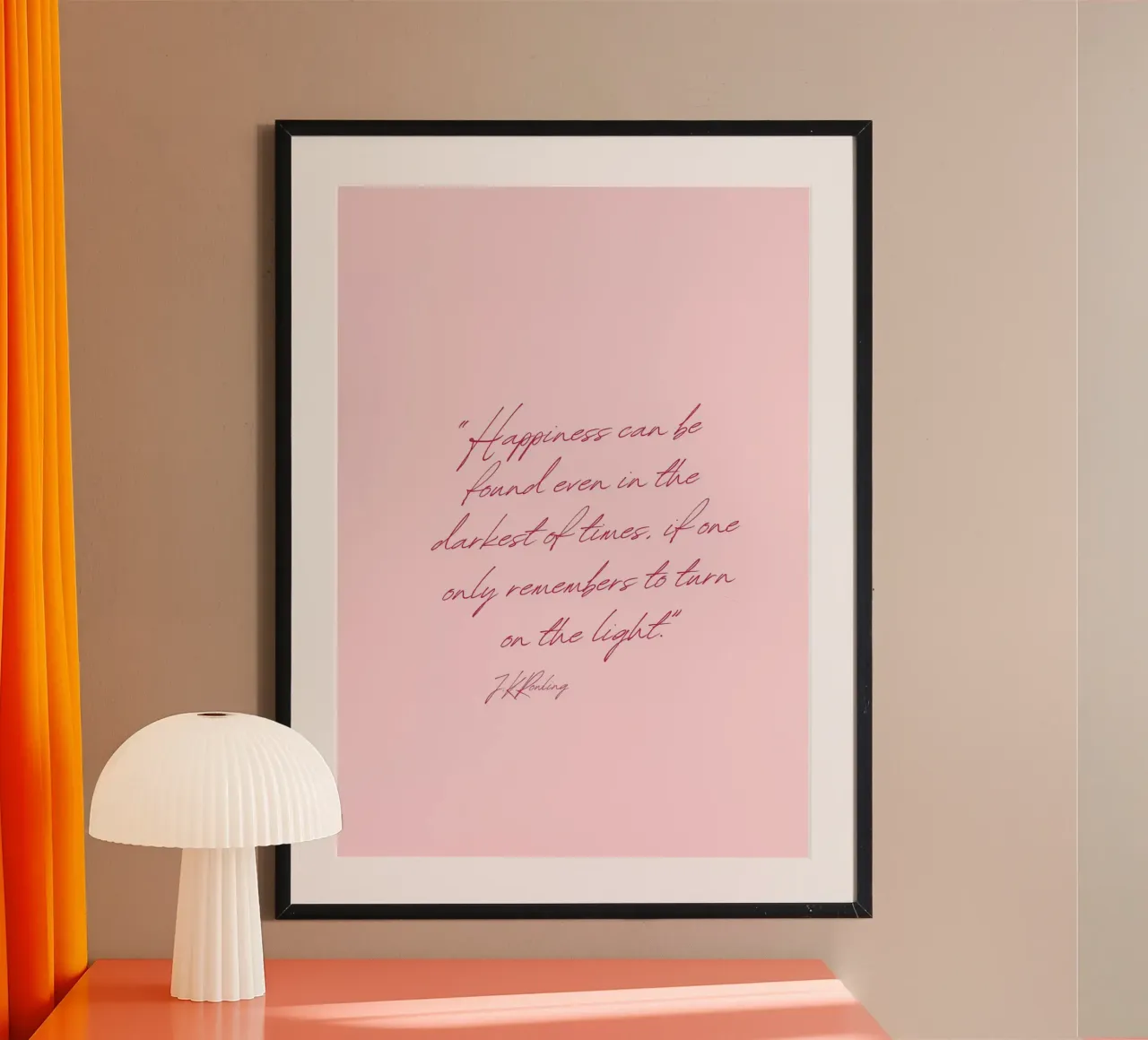 J.K. Rowling "Mach das Licht an" Zitat Poster Poster mit Holzrahmen von vintagepod