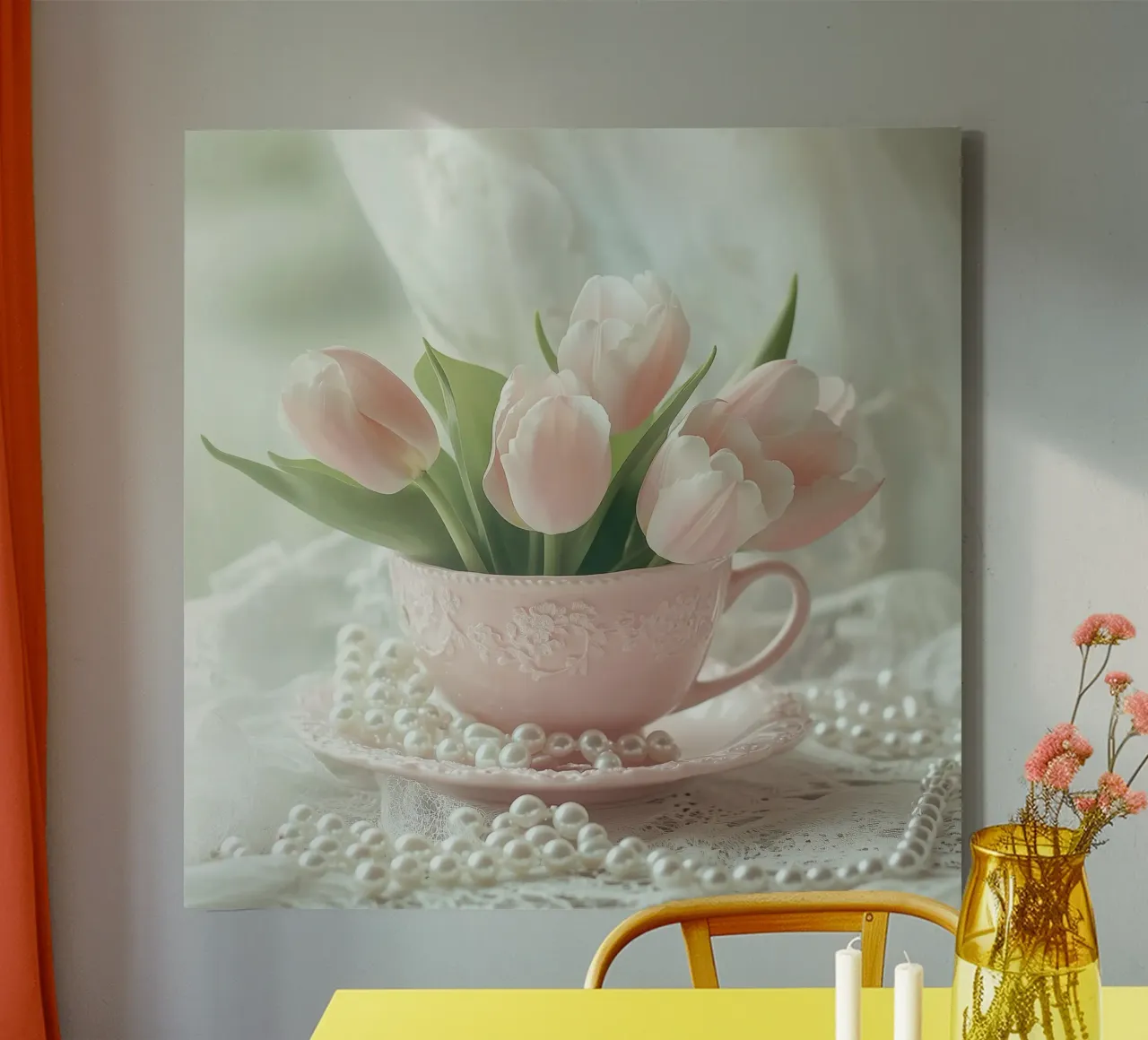 Sussurri in rosa tela con Cornice a cassetta da StillVibe Home