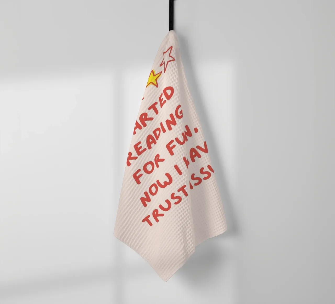 "Started Reading for Fun" Witty Poster tea towel by vintagepod