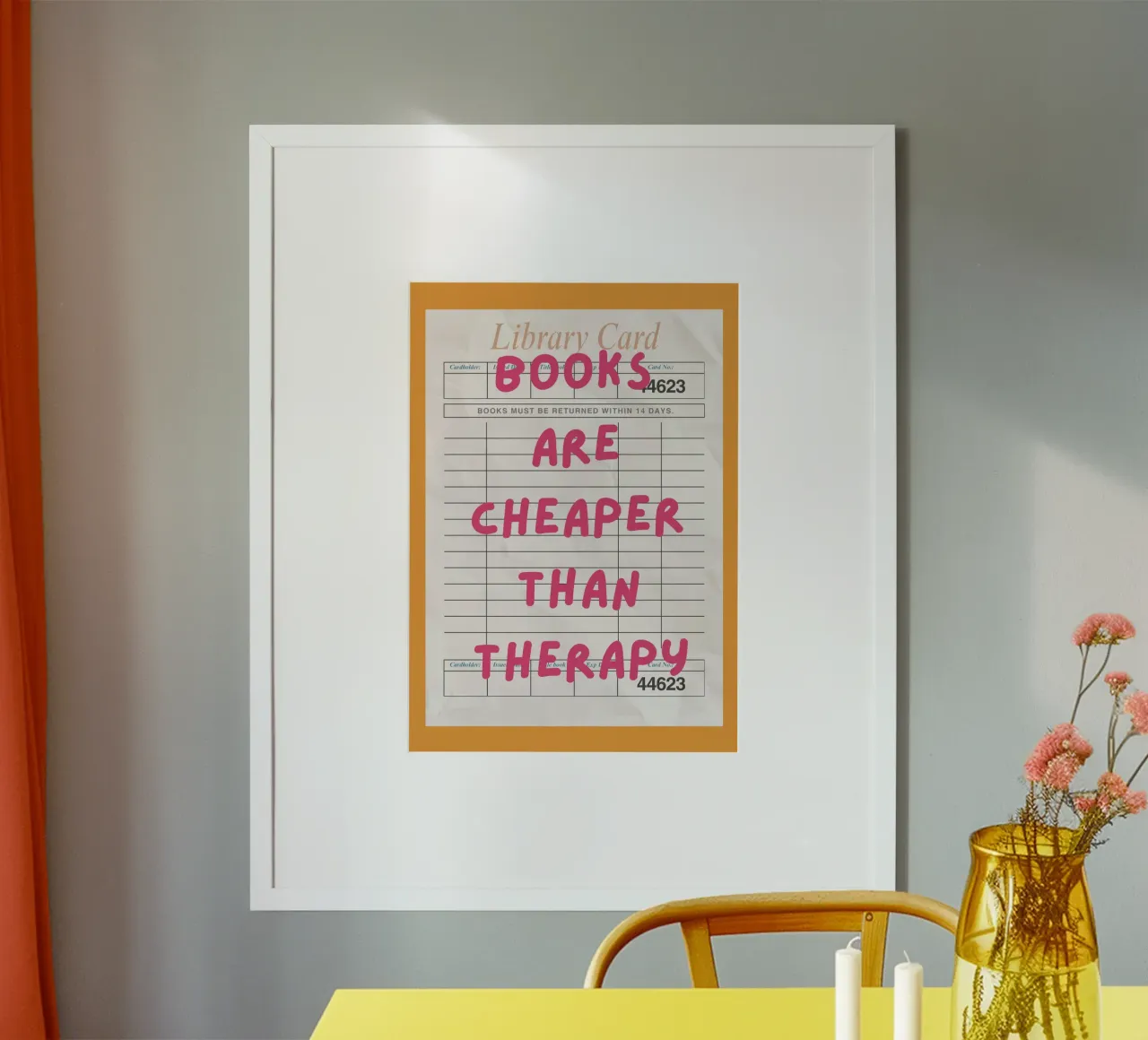 "Poster "I libri sono più economici della terapia poster con telaio in plastica da vintagepod
