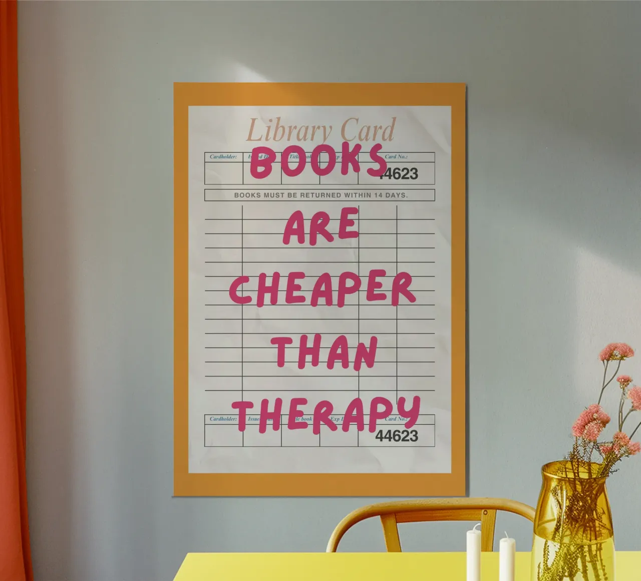 "Poster "I libri sono più economici della terapia poster con telaio in plastica da vintagepod