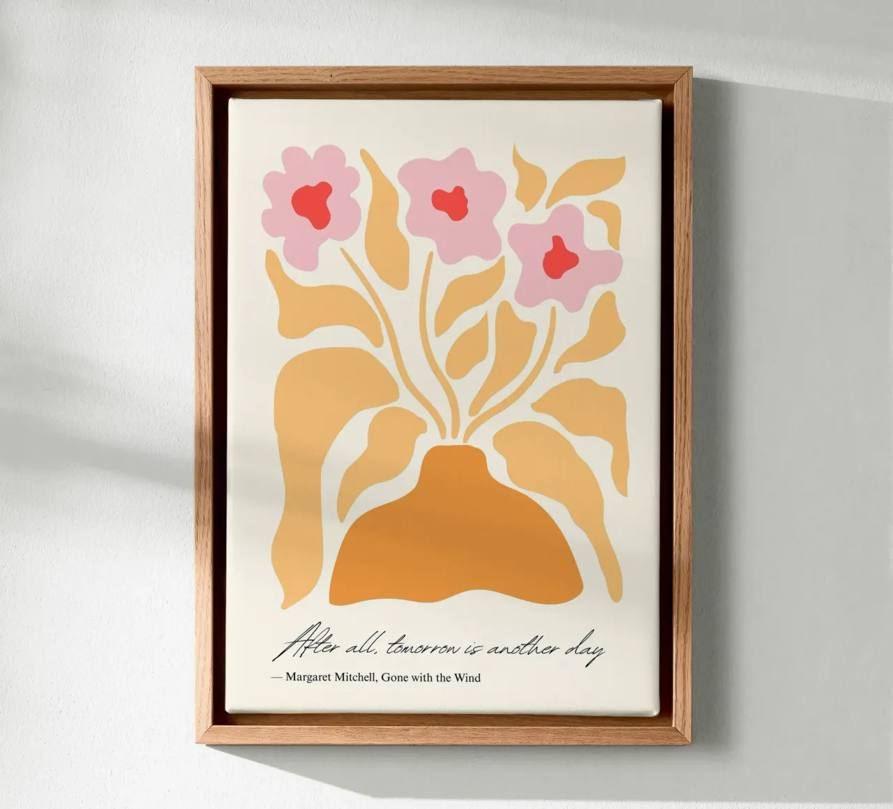 "Tomorrow Is Another Day" Bloemenposter canvas met Baklijst van vintagepod