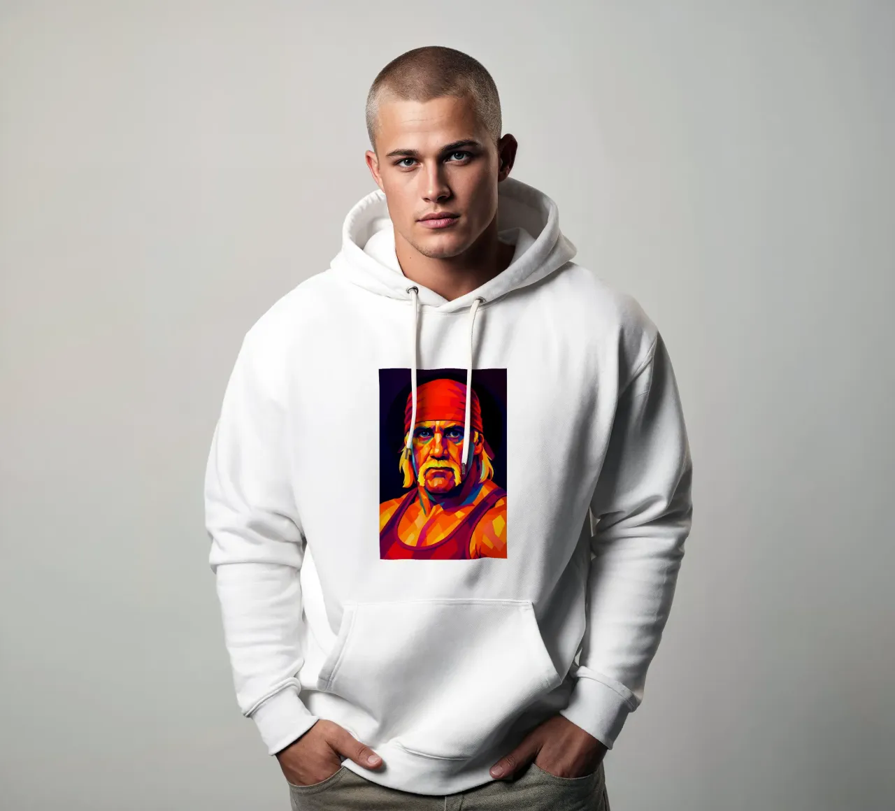 Hulk Hogan ritratto al neon wpap felpa con cappuccio da BONANZA
