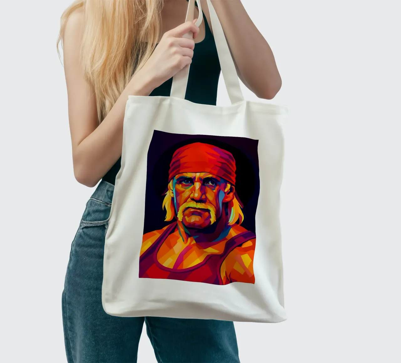 Hulk Hogan ritratto al neon wpap borsa in juta da BONANZA
