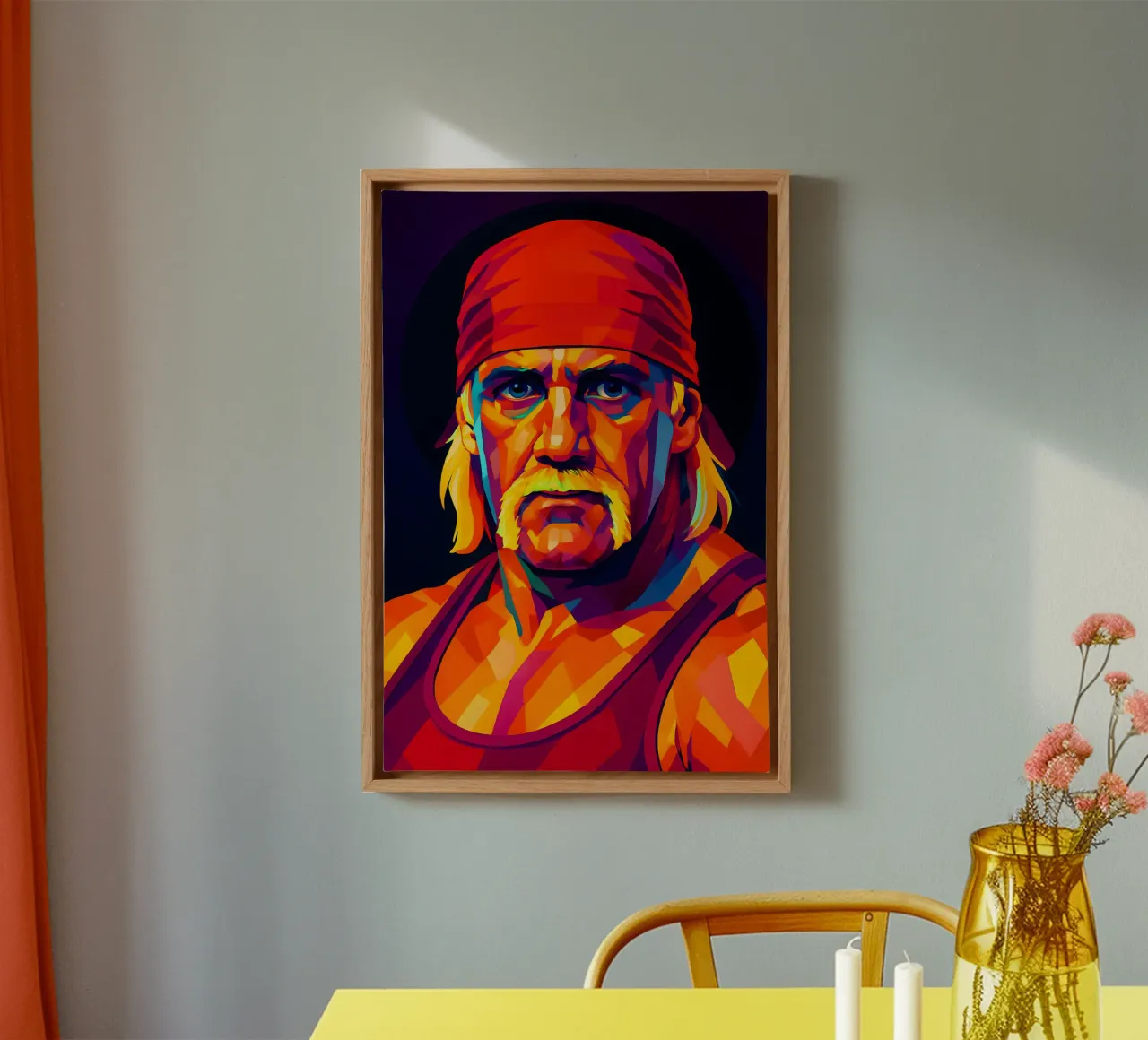 Hulk Hogan neon Portrait wpap canvas by BONANZA