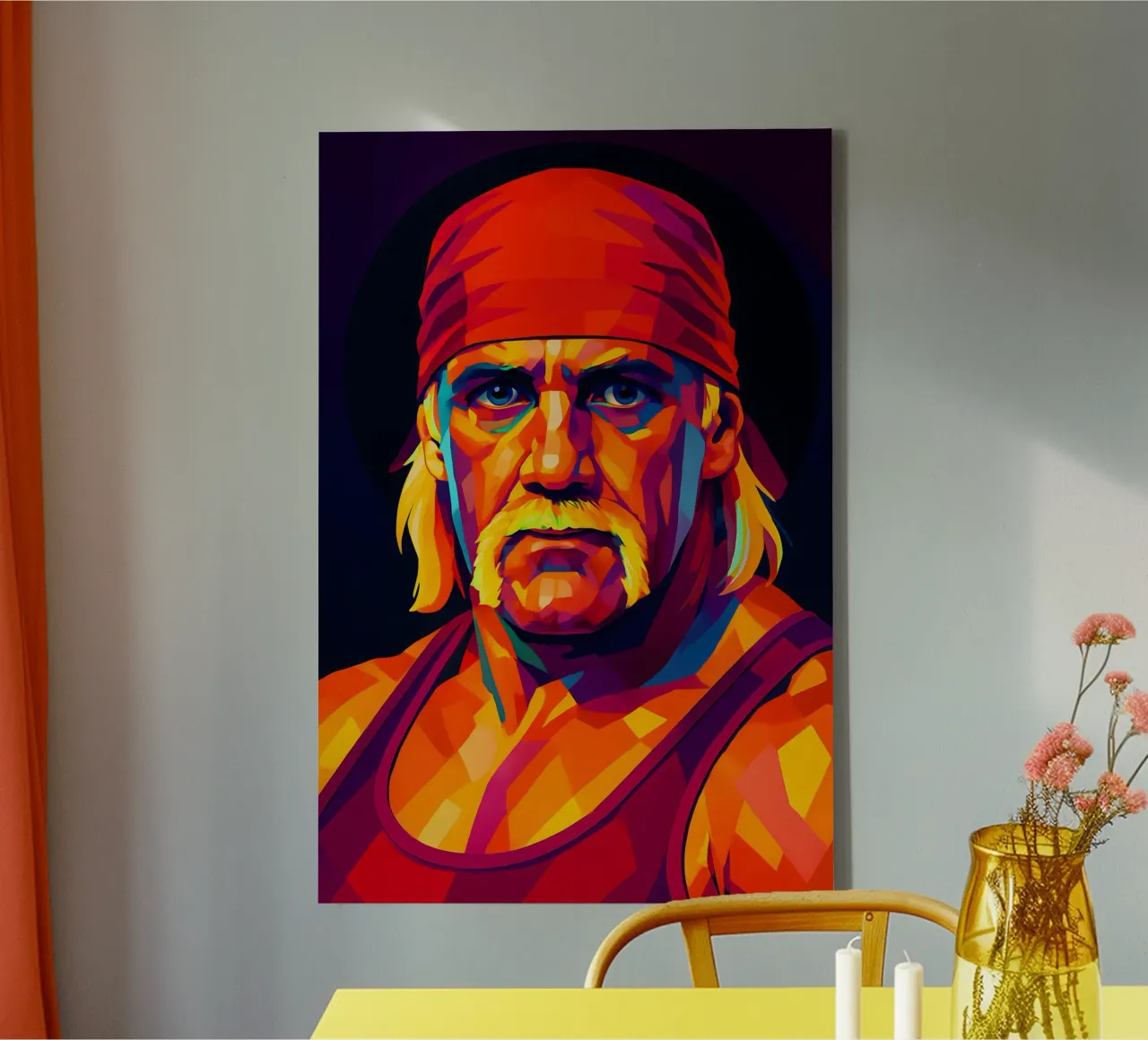 Hulk Hogan neon Portrait wpap canvas by BONANZA