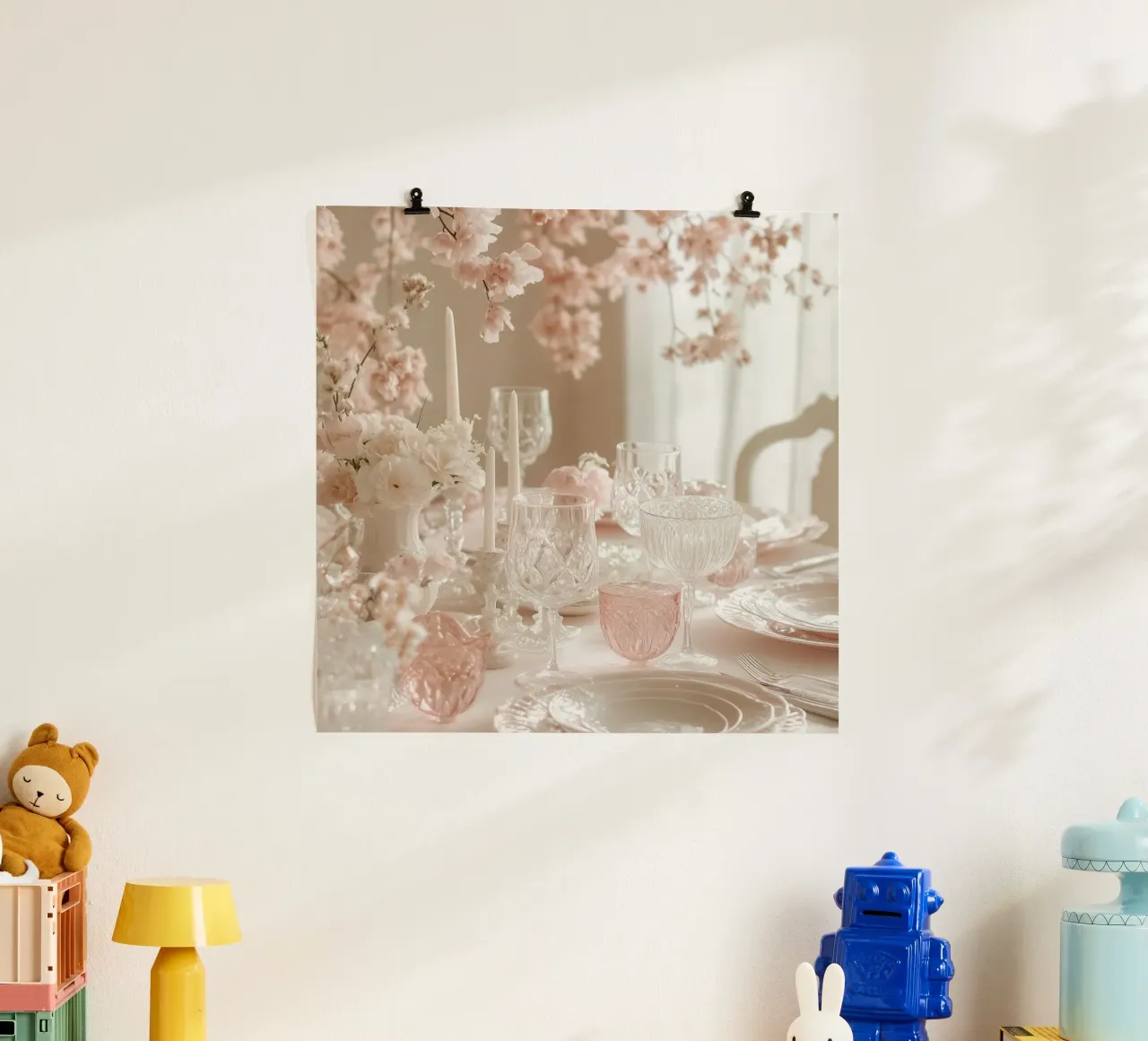 Sussurri in rosa poster con telaio in legno da StillVibe Home