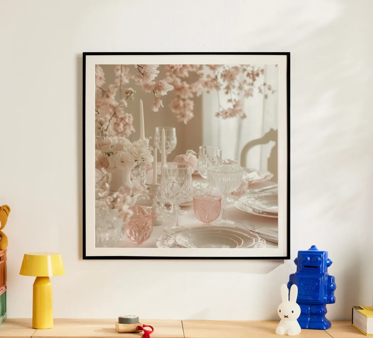 Sussurri in rosa poster con telaio in legno da StillVibe Home