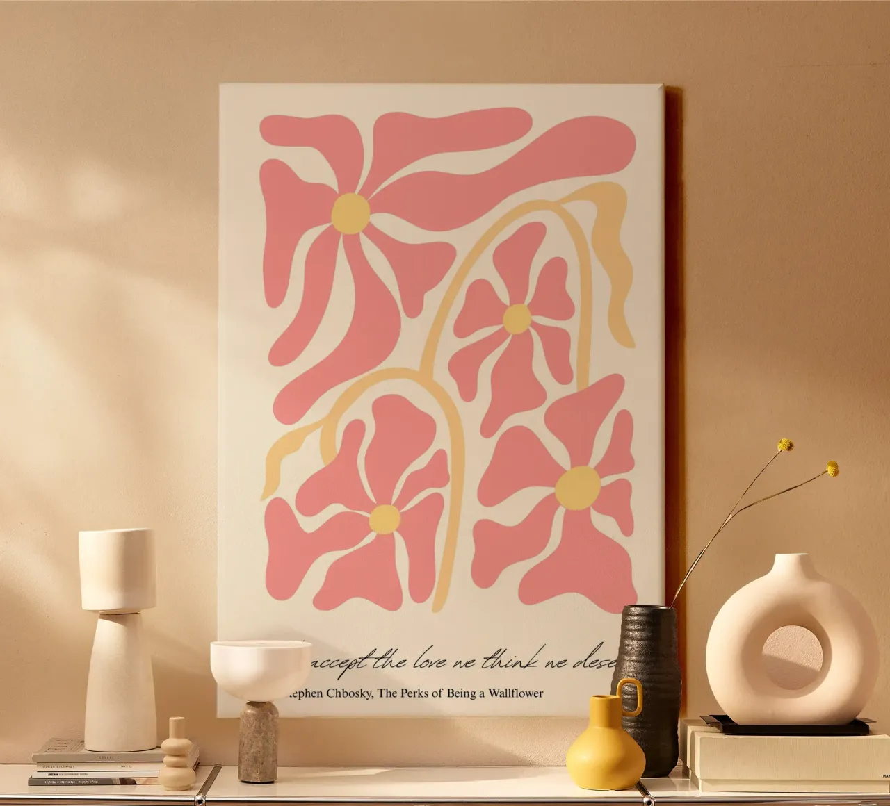 Chbosky "Perks of Being a Wallflower" Bloemenposter canvas met Baklijst van vintagepod