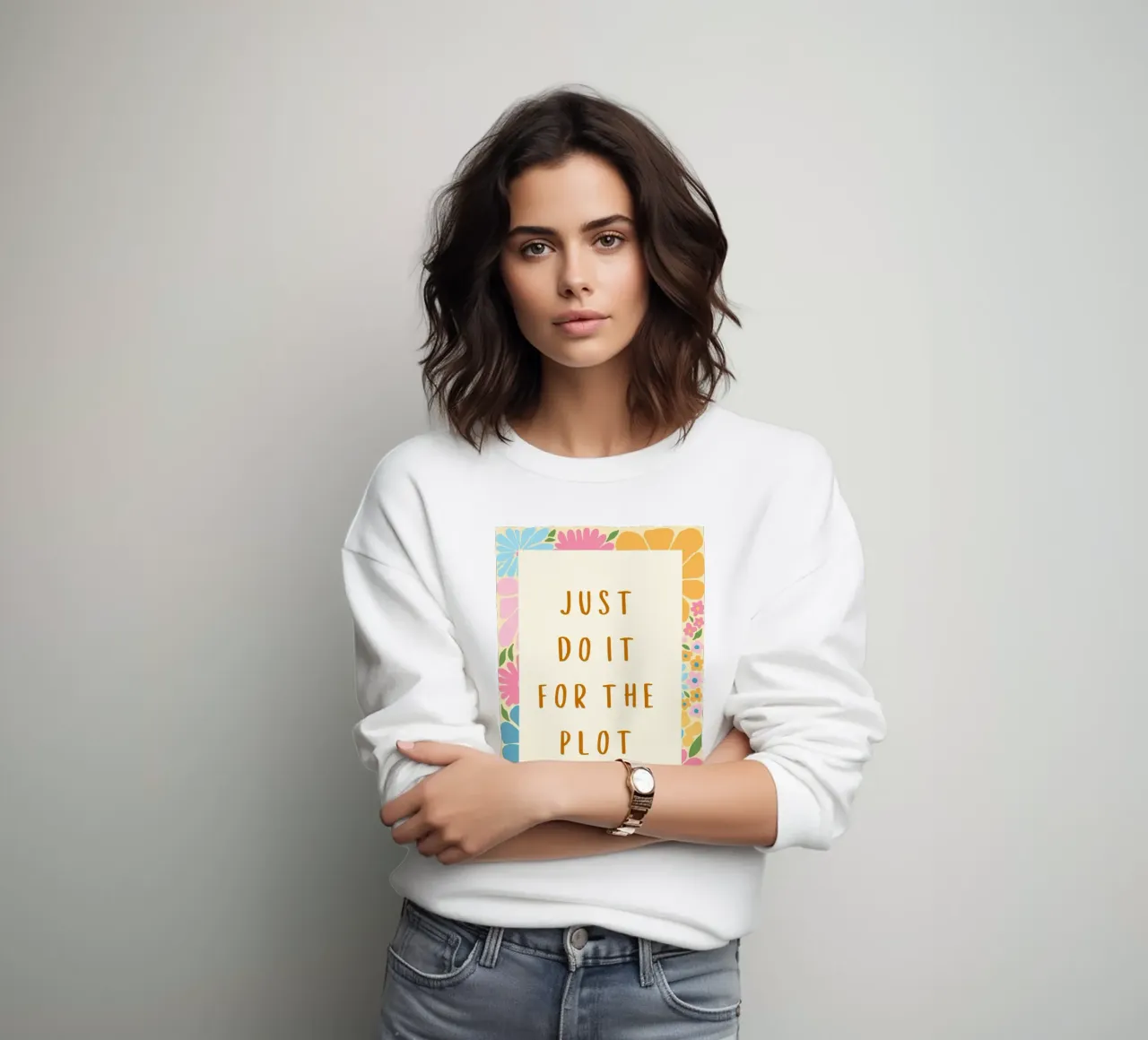 "Cartel Floral "Just Do It For The Plot sudadera de vintagepod